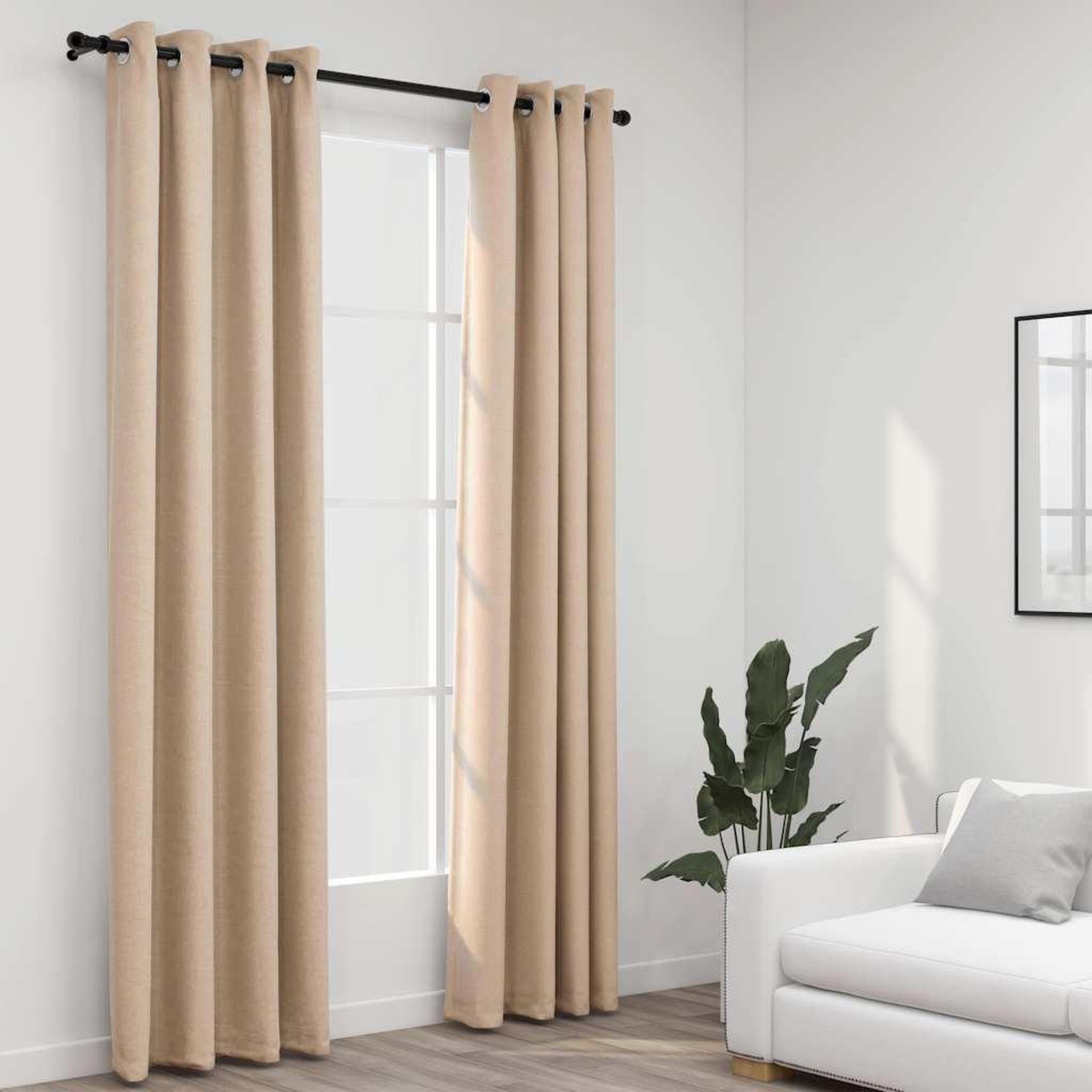 VIDAXL Rideaux occultants aspect lin avec œillets 2pcs beige 140x225cm
