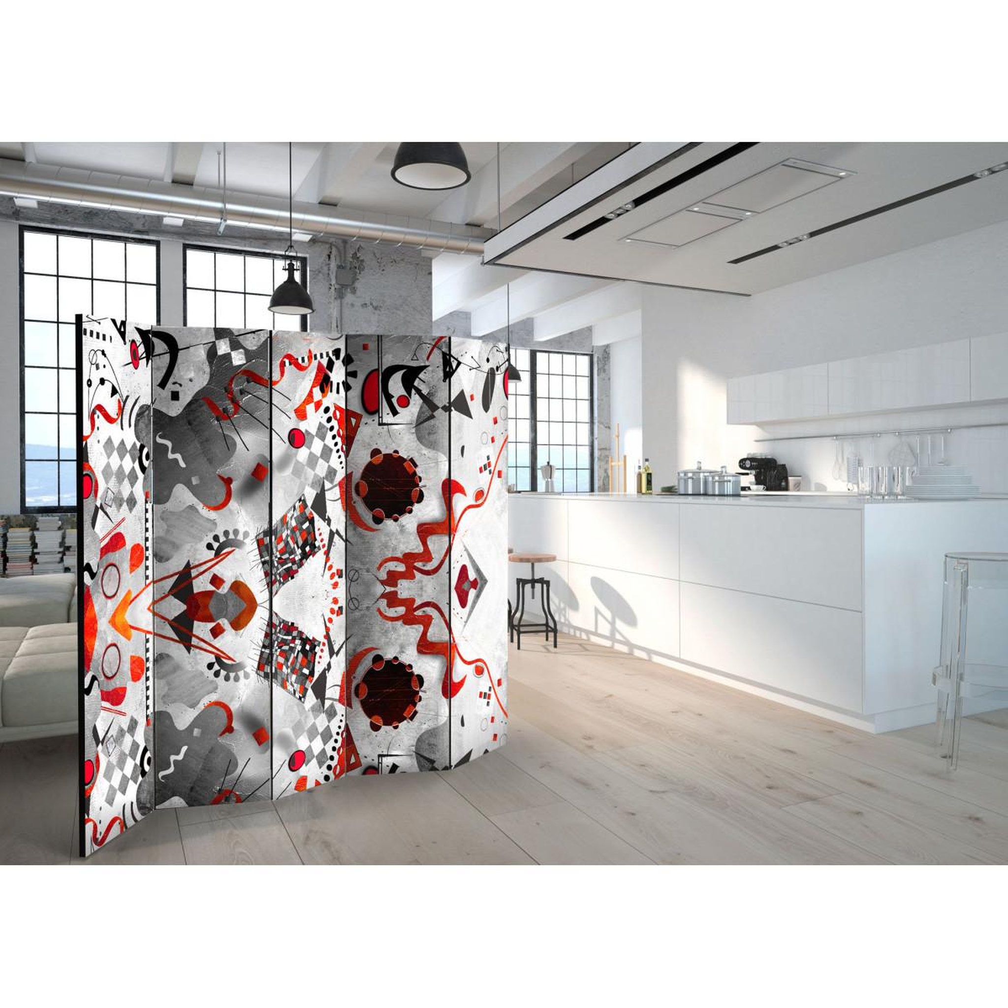 Voir la diapositive 2 : Paris Prix Paravent 5 volets  geometric cosmos  172x225cm