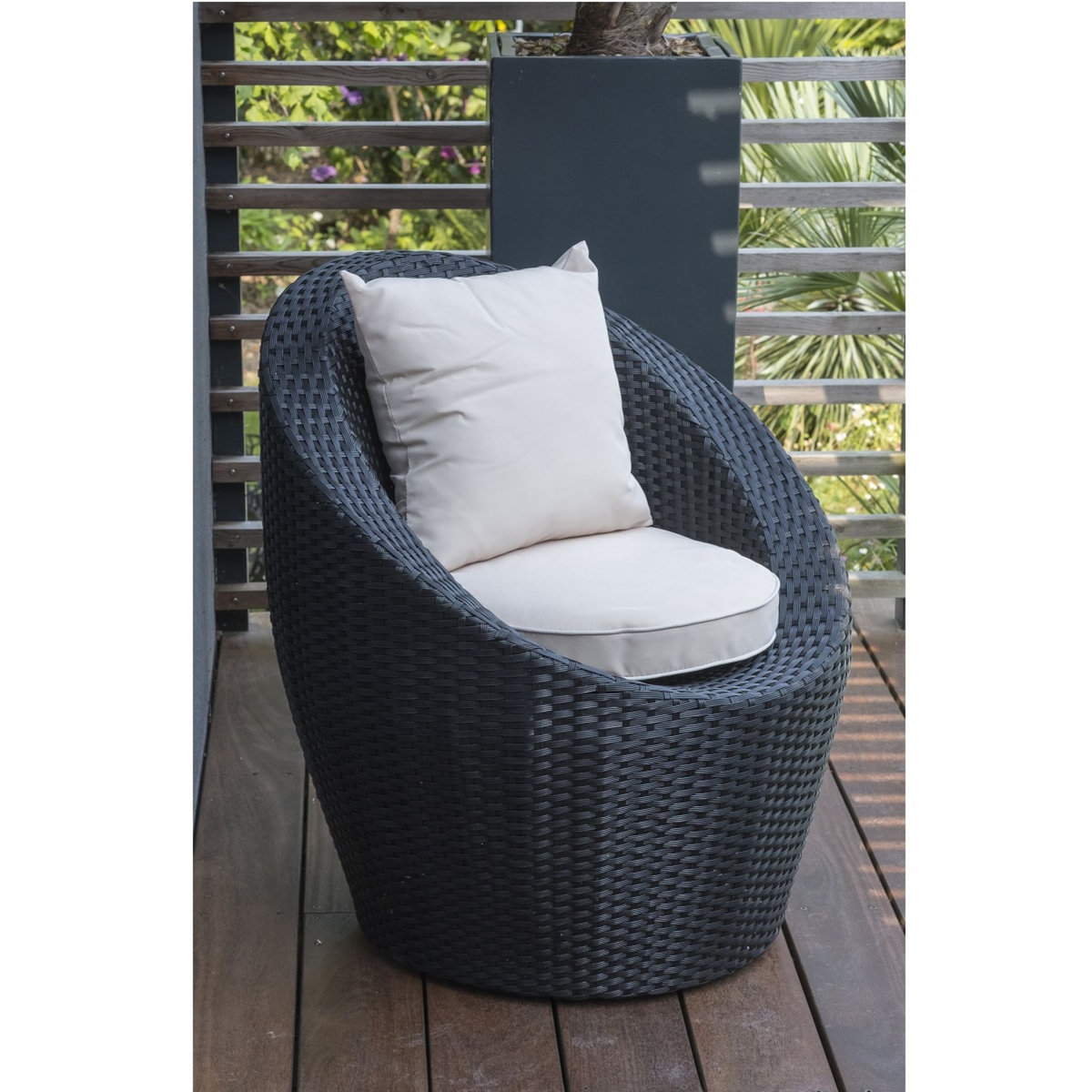 DCB GARDEN Salon bas de jardin - 2 places - Aluminium/résine tressée - Noir - TOTEM