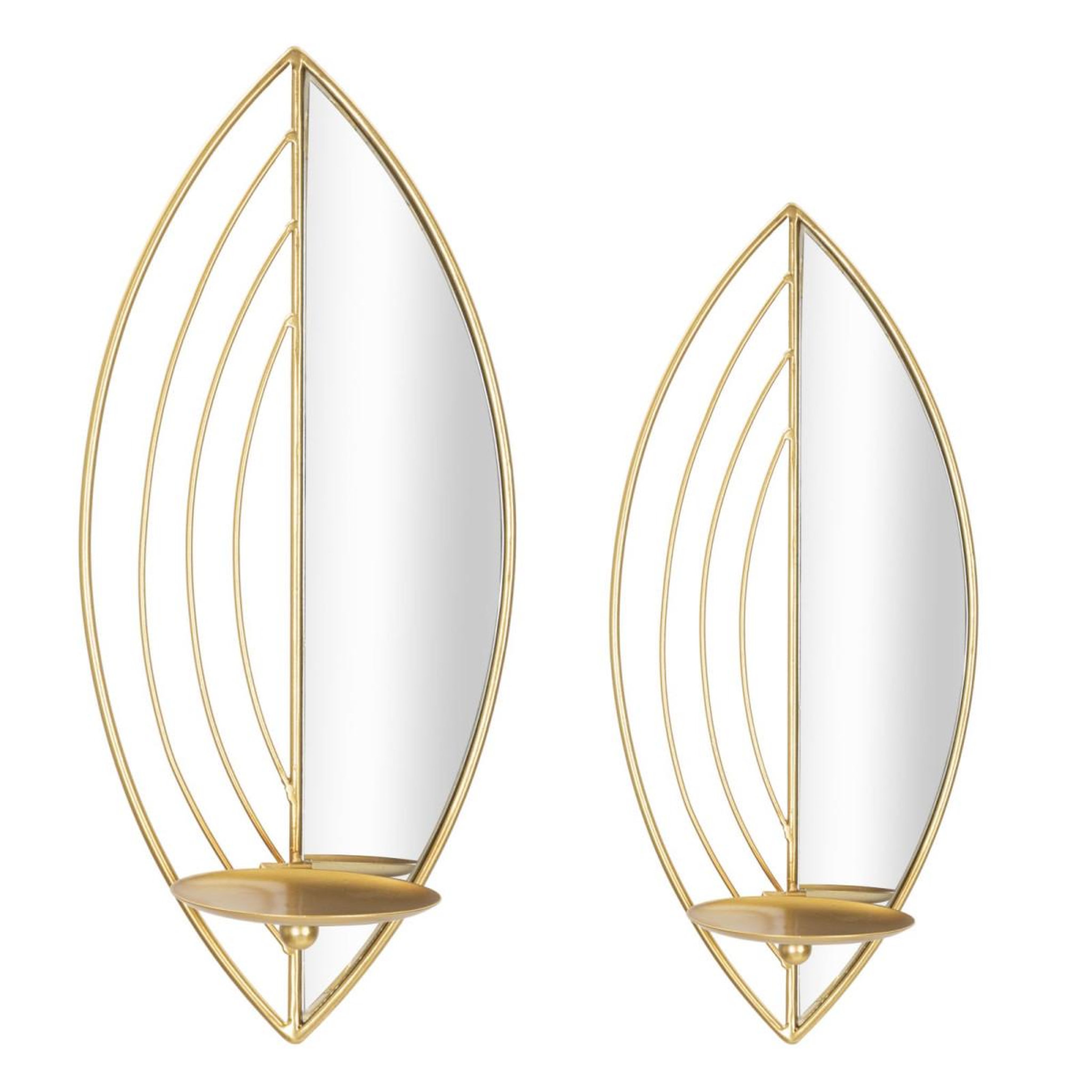 Paris Prix Lot de 2 bougeoirs muraux miroirs  leaf  41cm or