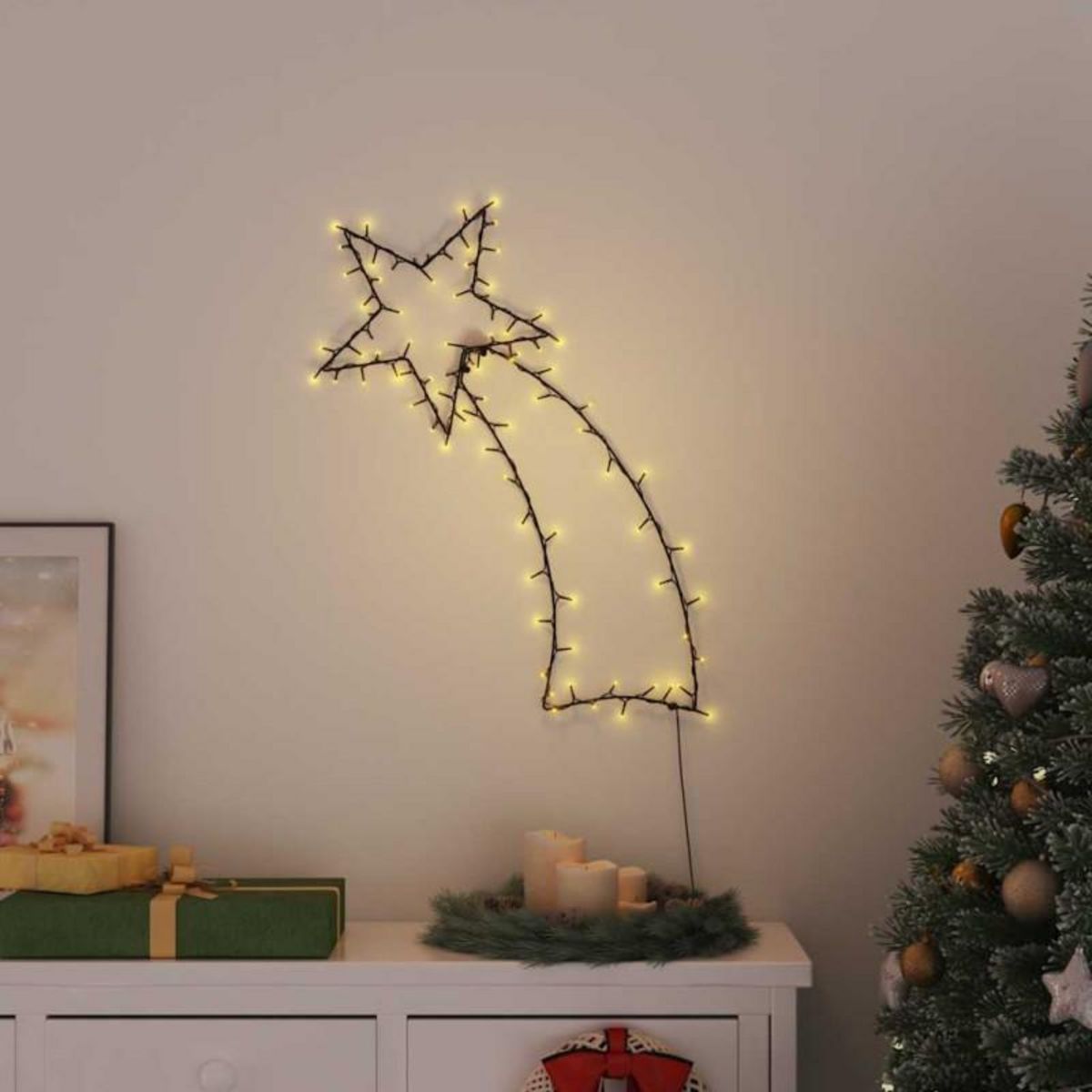 VIDAXL Lumières de Noël silhouette d étoile filante 115 LED