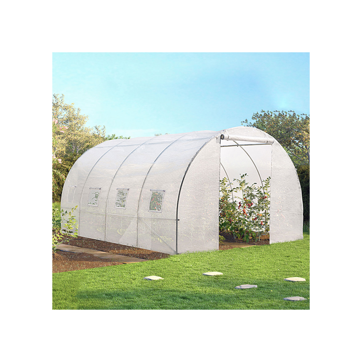 ID MARKET Serre tunnel de jardin 12M² blanche gamme maraîchère ZEBRA 4x3M