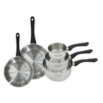 Fackelmann Set 2 poêles 20 et 24 cm et 3 casseroles 12 16 et 20 cm en inox Fackelmann Geneva