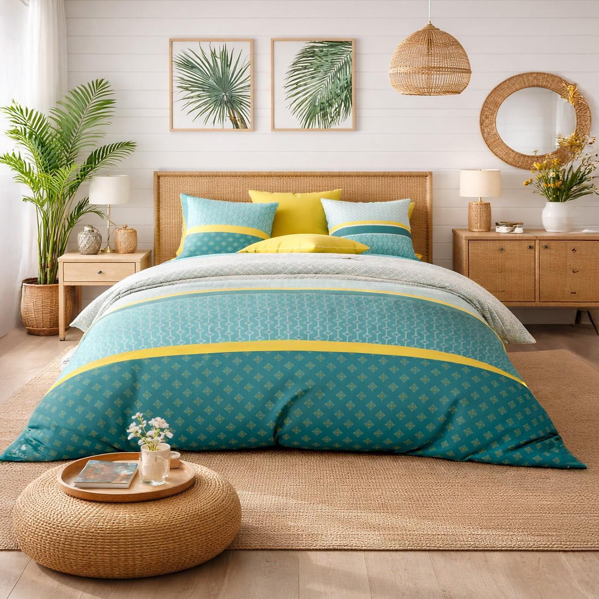 ATELIER DU COTON Parure housse de couette 100% coton 57fils malphite. Coloris disponibles : Vert