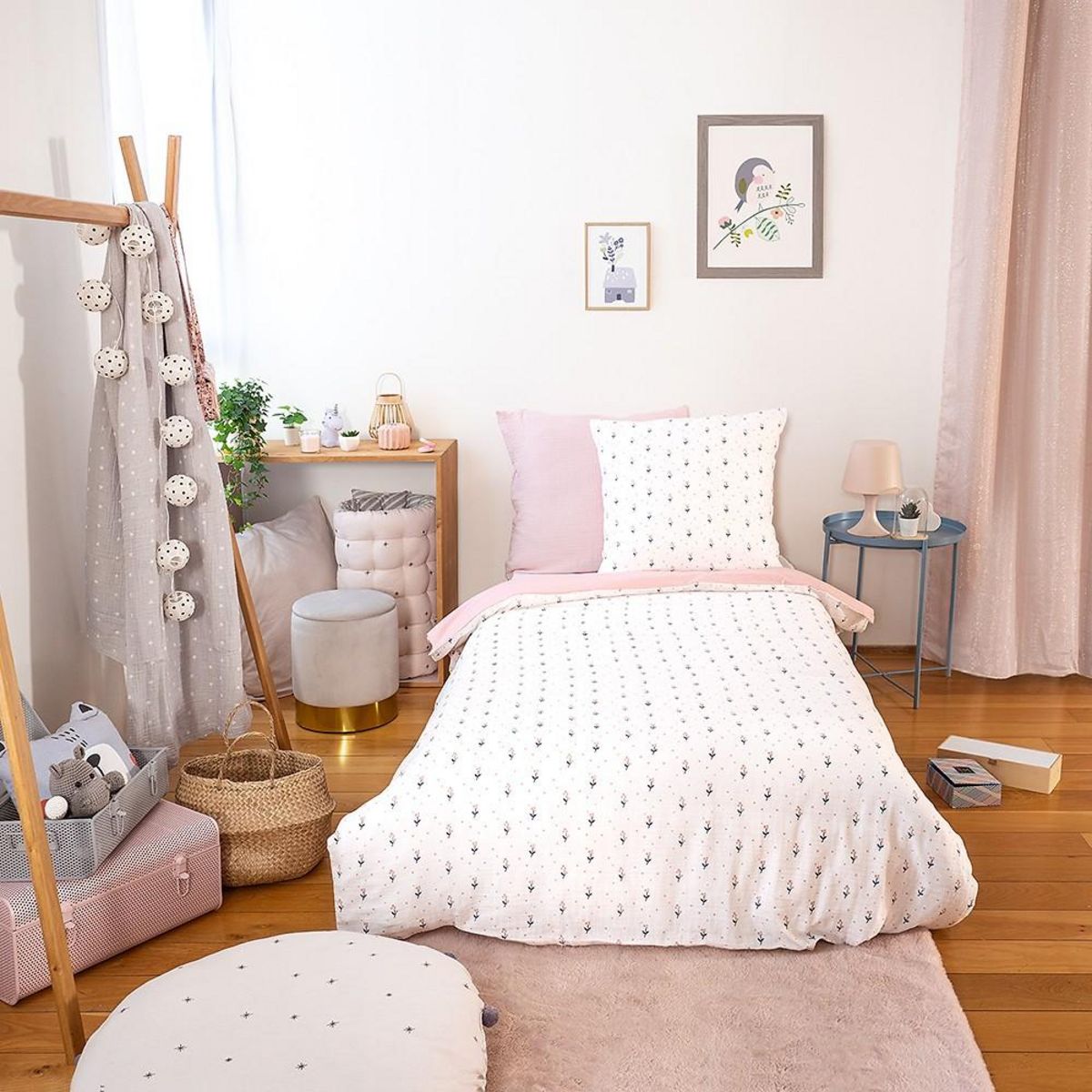 Home collection Parure housse de couette 2pcs 140x200cm 100%gaze de coton 57fils liberty