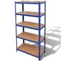 Voir la diapositive 1 : VIDAXL Etagere de rangement a 5 niveaux Bleu Acier et bois ingenierie