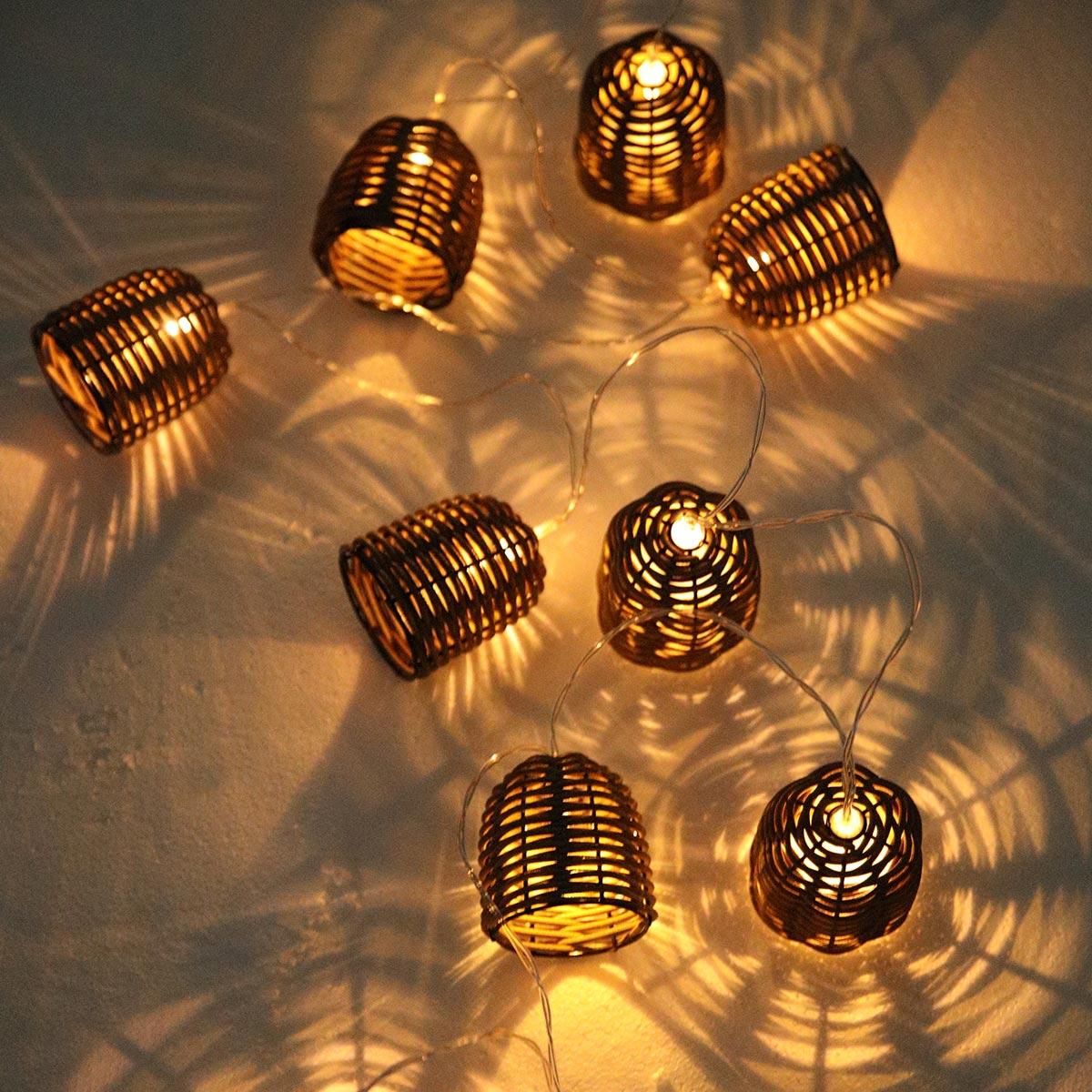 Lumisky Guirlande lumineuse solaire FORMENTERA Beige Rotin 3.8M