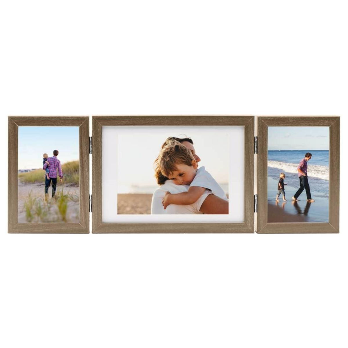 VIDAXL Cadre photo depliable Marron clair 22x15 cm+2x(10x15 cm)