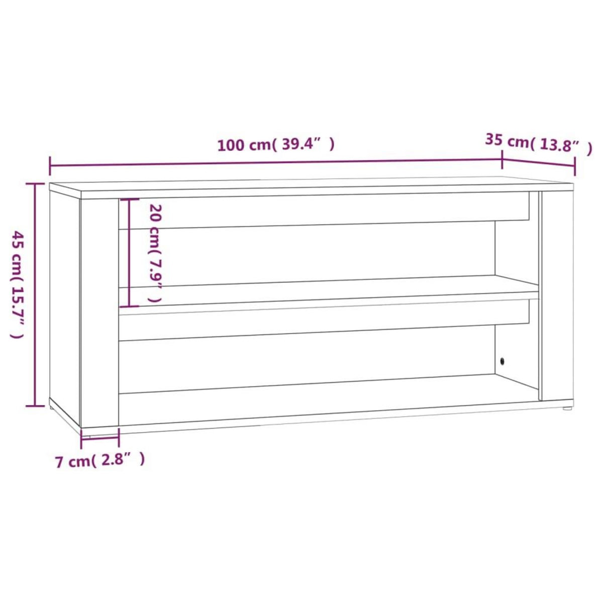 VIDAXL Etagere a chaussures Blanc 100x35x45 cm Bois d'ingenierie