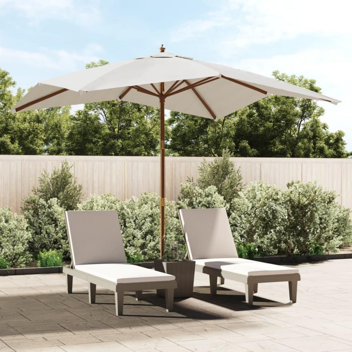VIDAXL Parasol de jardin avec mat en bois sable 300x300x273 cm