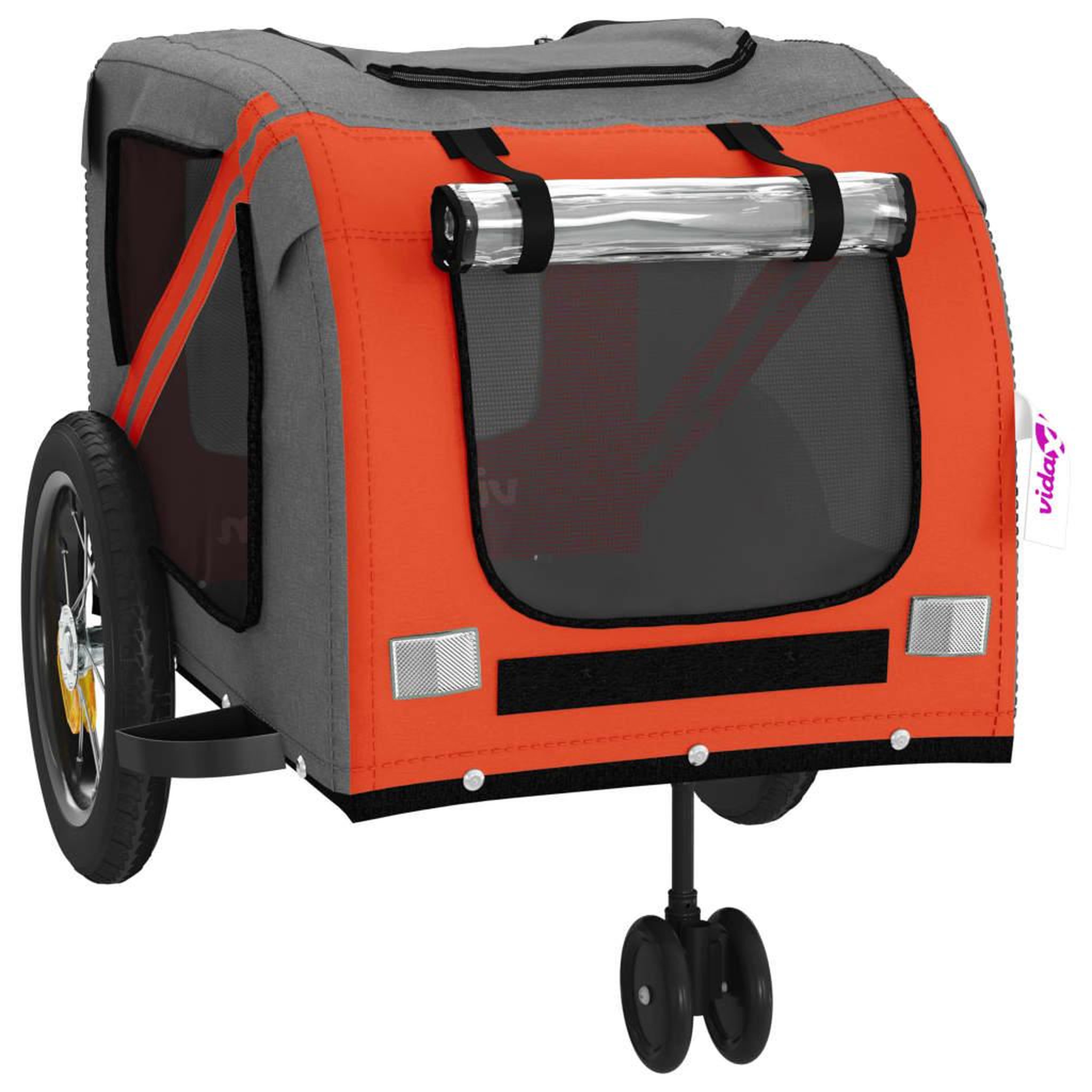 Voir la diapositive 5 : VIDAXL Remorque de velo pour animaux de compagnie orange et noir
