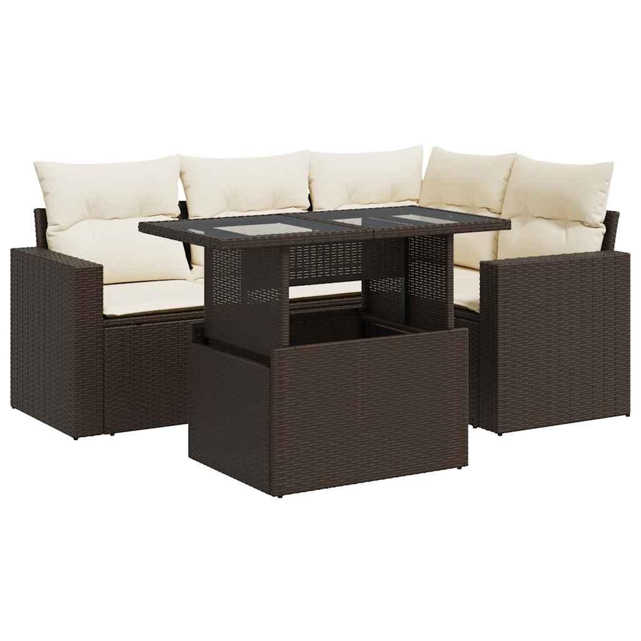 Voir la diapositive 2 : VIDAXL Salon de jardin avec coussins 5 pcs marron resine tressee