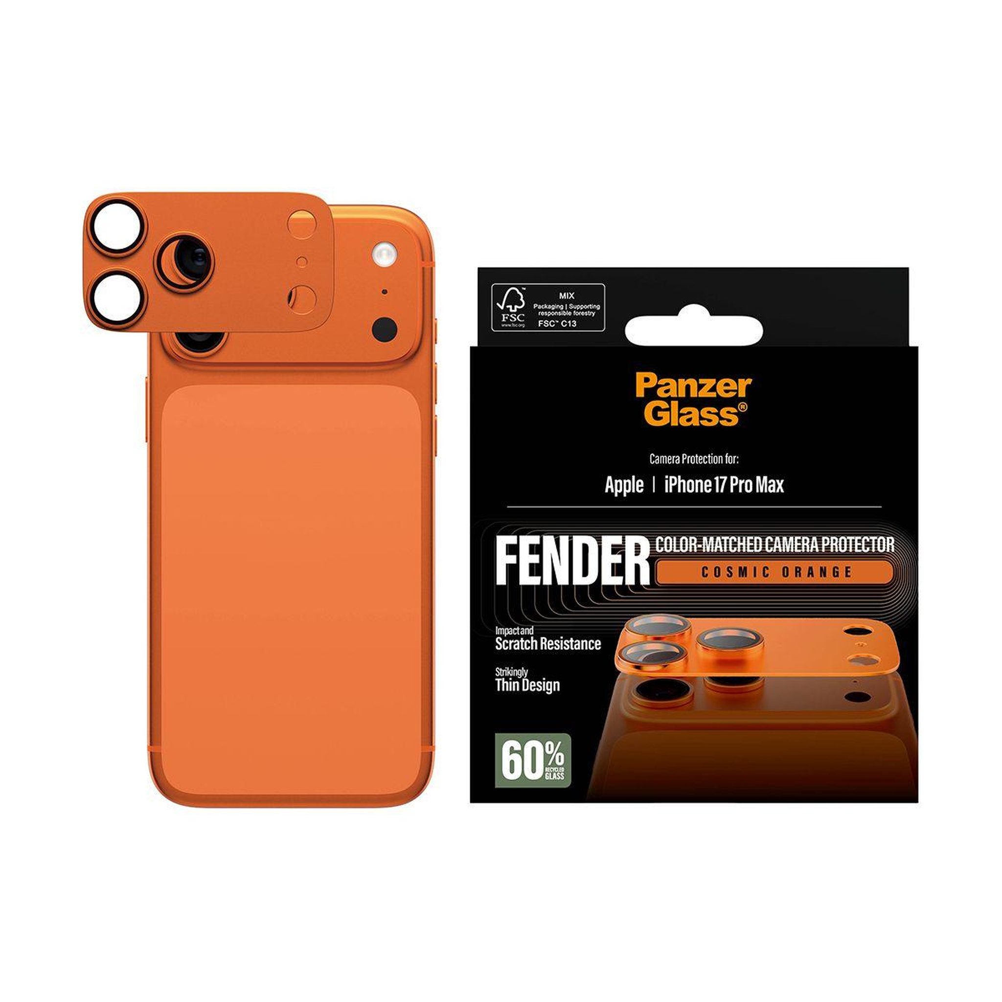 Voir la diapositive 2 : PANZERGLASS Protège objectif iphone 17 pro max protège obj orange