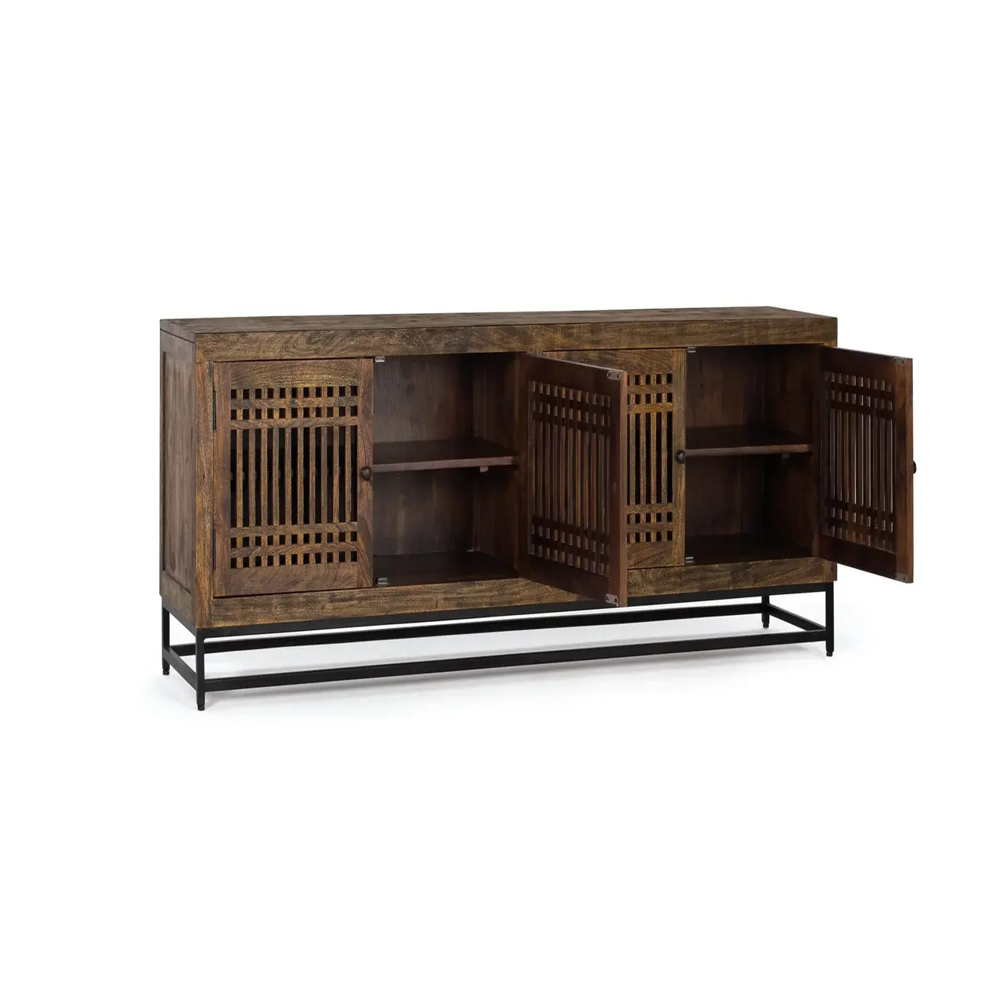 Voir la diapositive 2 : GINER Y COLOMER SL Meuble tv en bois d'acacia 200 cm style industriel avec inspiration orientale