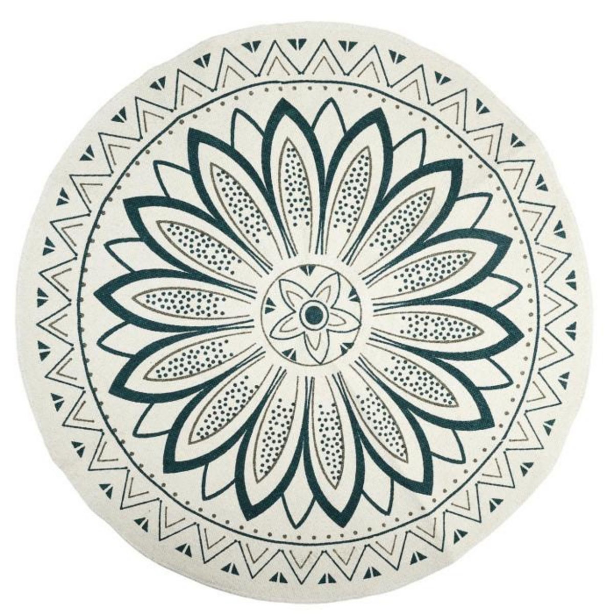 Paris Prix Tapis Rond Imprimé  Mandala  90cm Blanc