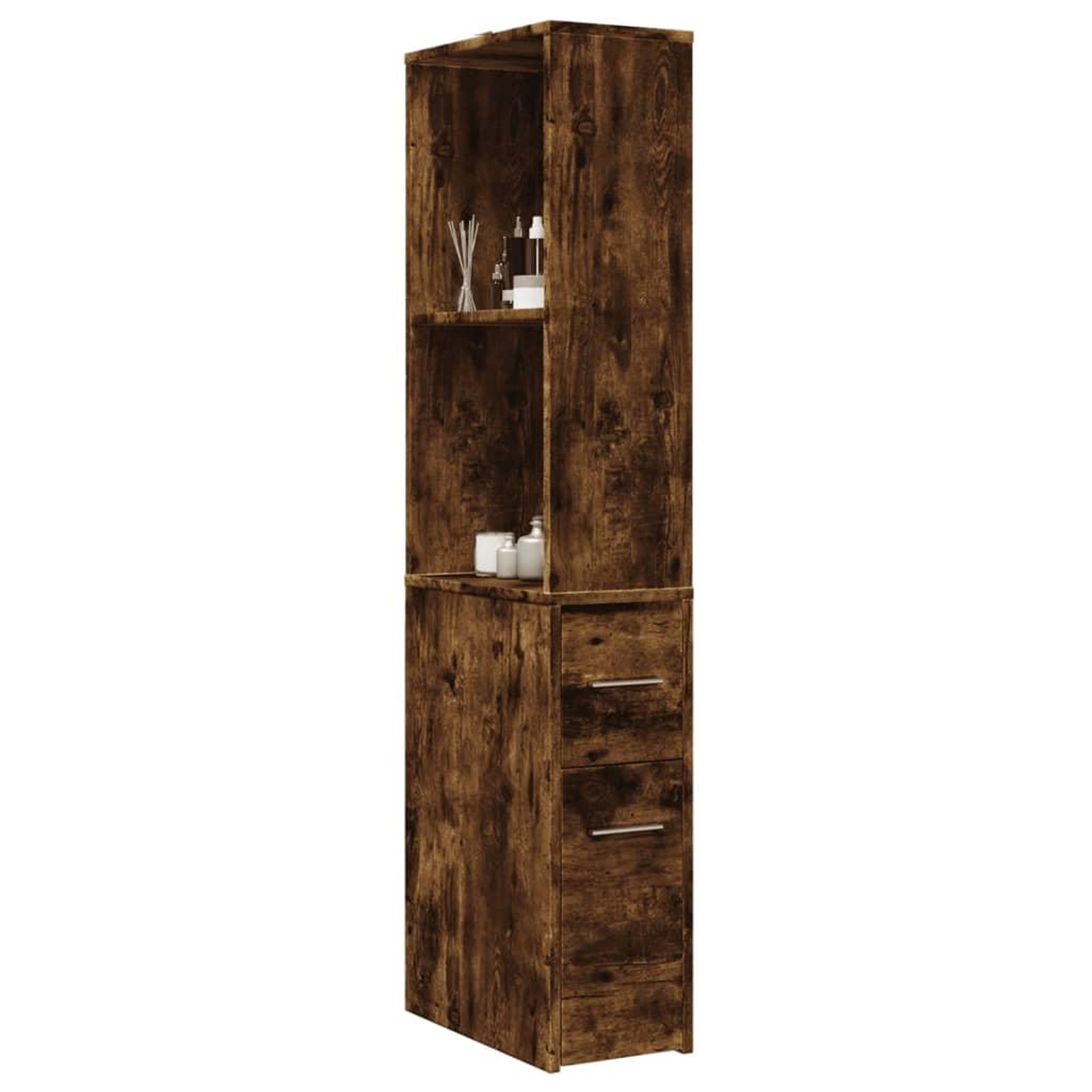 VIDAXL Armoire de salle de bain etroite avec roulettes chene fume