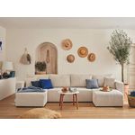 BEST MOBILIER Topaze - canapé panoramique en u - 7 places - convertible avec coffre - en velours côtelé. Coloris disponibles : Orange, Bleu, Beige, Vert, Gris