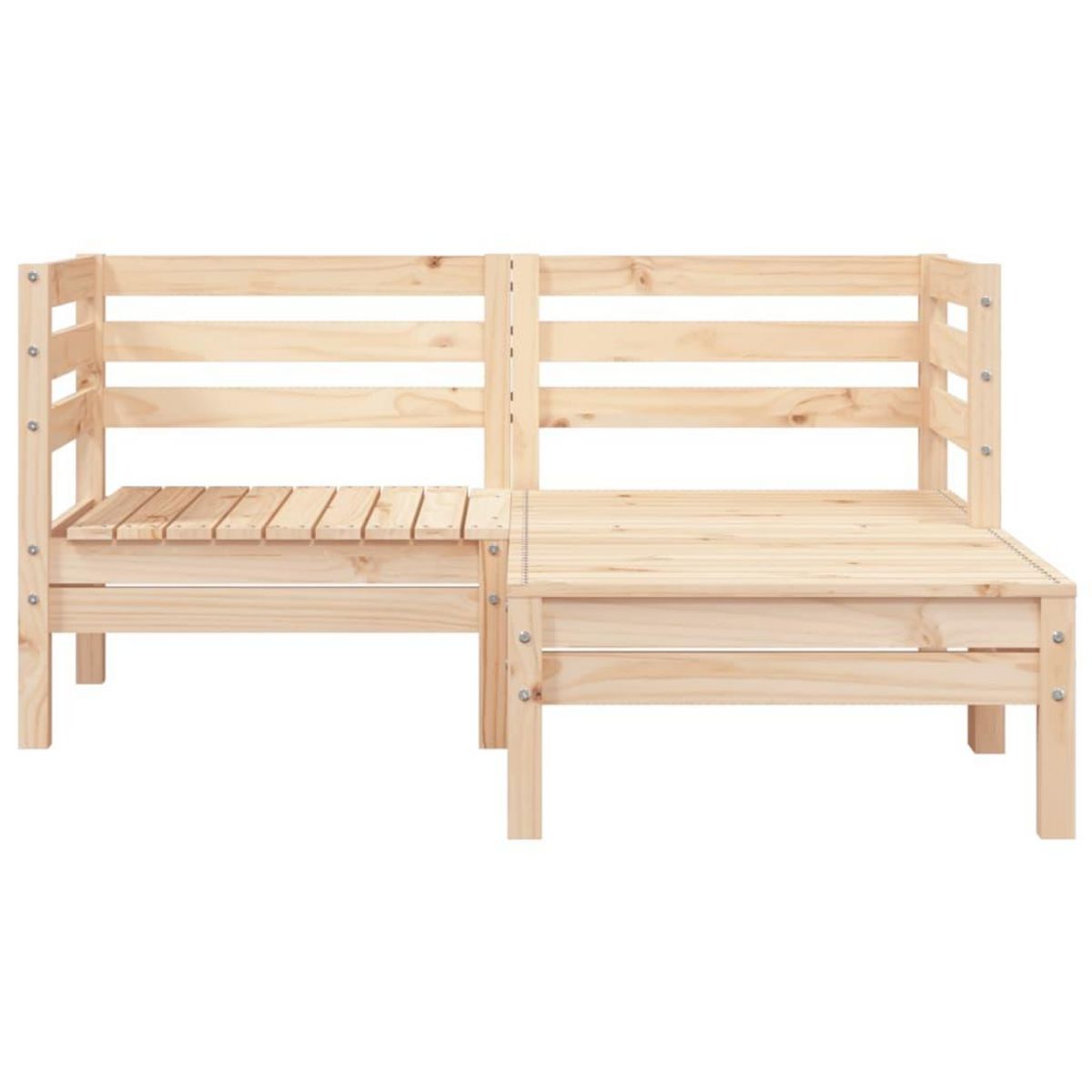 VIDAXL Canape de jardin 2 places et repose-pied bois pin massif