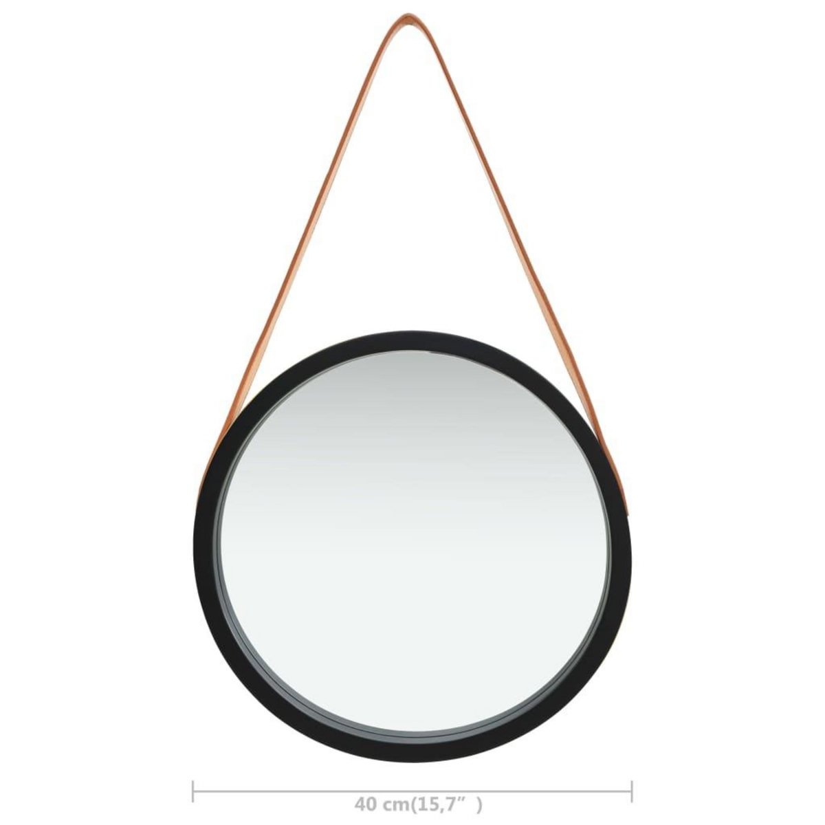 VIDAXL Miroir mural avec sangle 40 cm Noir