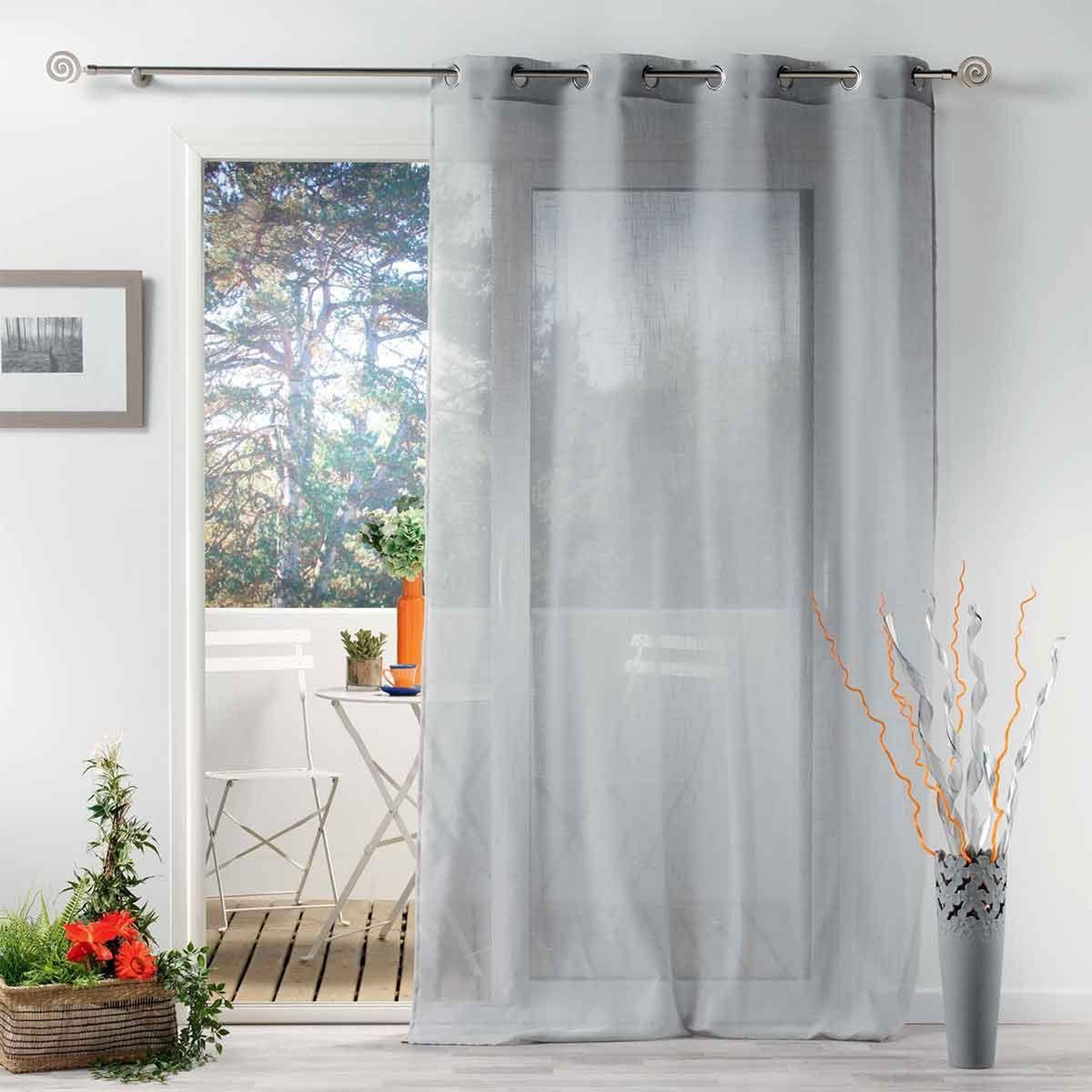 Voir la diapositive 5 : Douceur d'Intérieur Rideau voilage à œillets  zazy  140x280cm gris