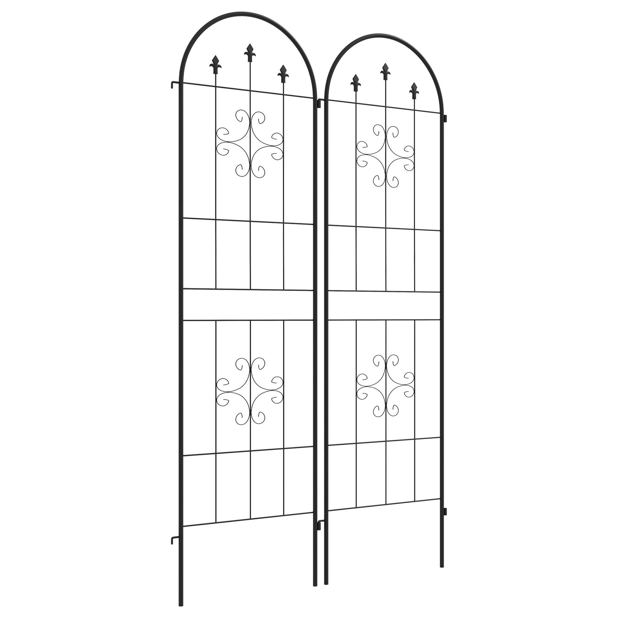 OUTSUNNY Lot de 2 treillis de jardin support pour plantes grimpantes acier noir