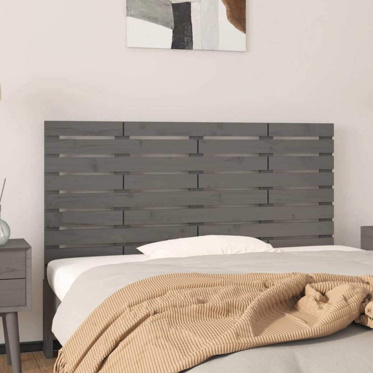 VIDAXL Tete de lit murale Gris 146x3x63 cm Bois massif de pin