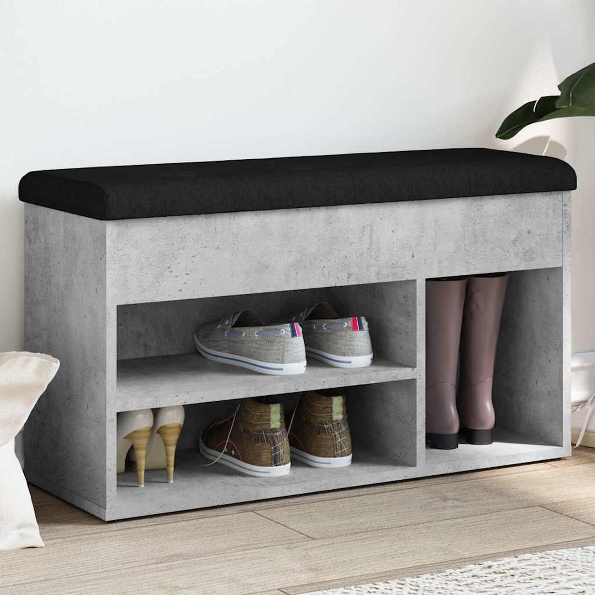 VIDAXL Banc a chaussures gris beton 82x32x45,5 cm bois d'ingenierie