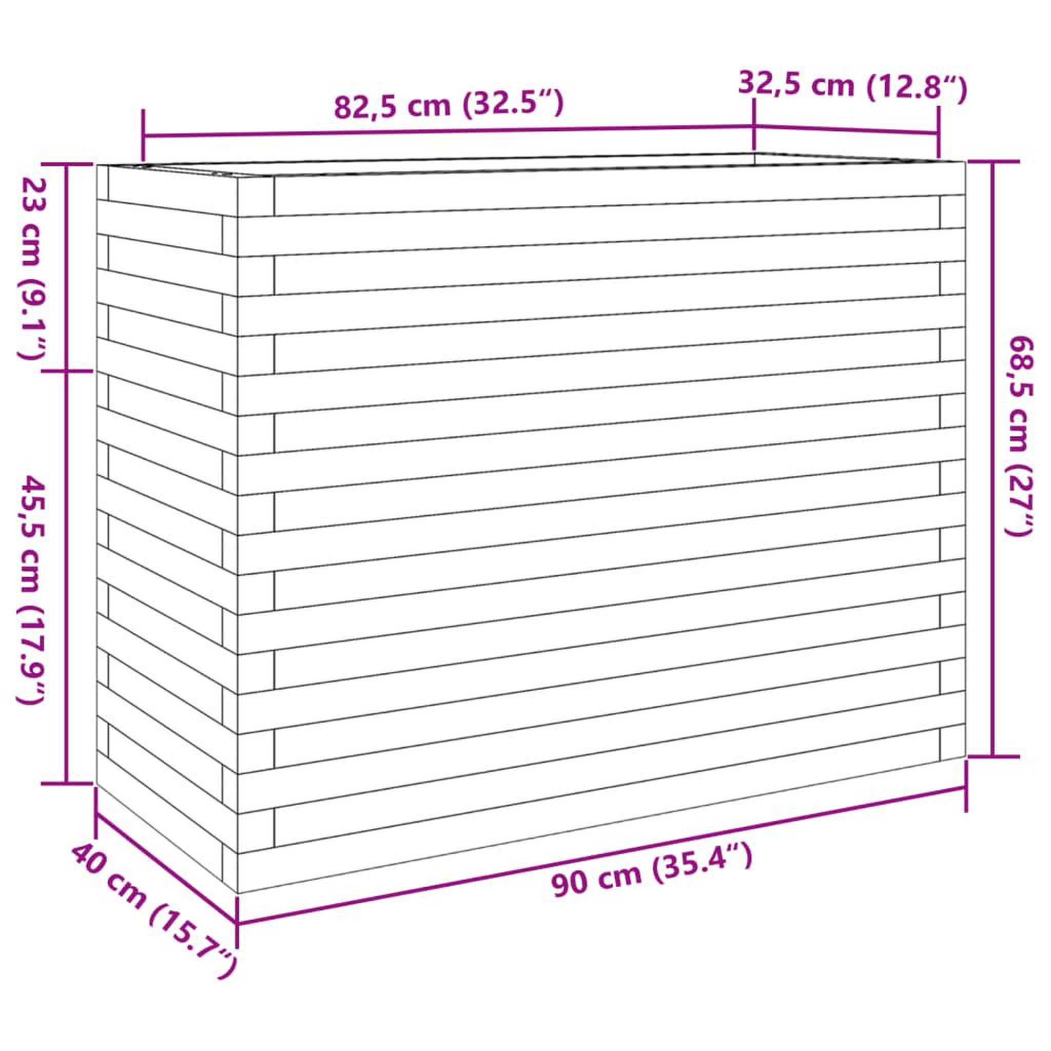 Voir la diapositive 6 : VIDAXL Jardiniere cire marron 90x40x68,5 cm bois de pin massif
