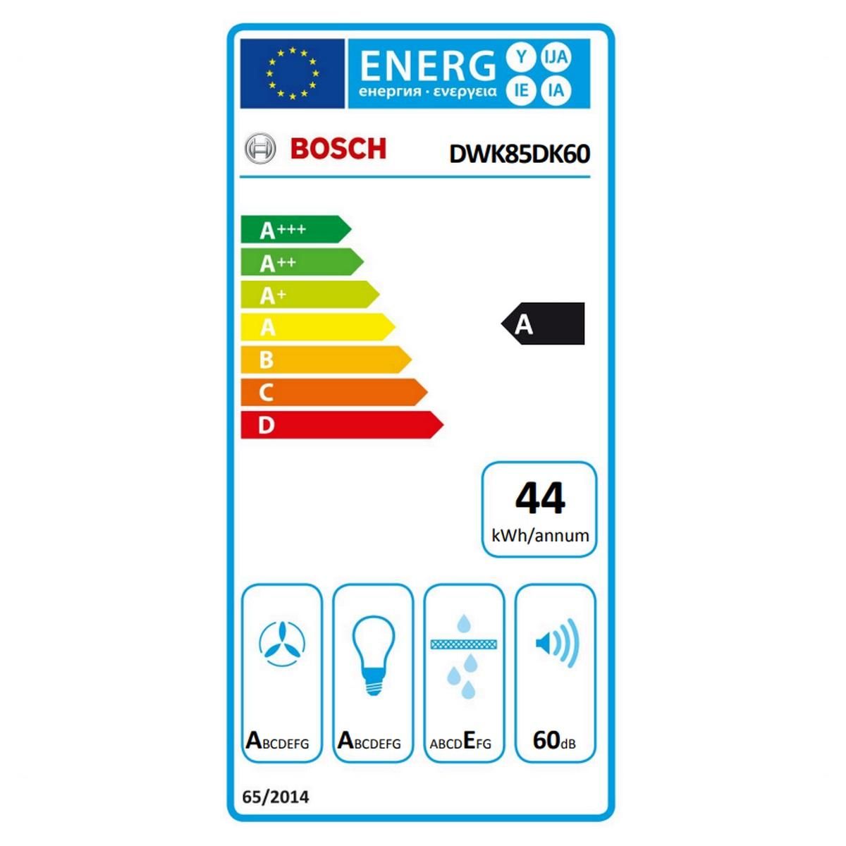 BOSCH Hotte décorative inclinée 80cm 550m3/h noir - DWK85DK60
