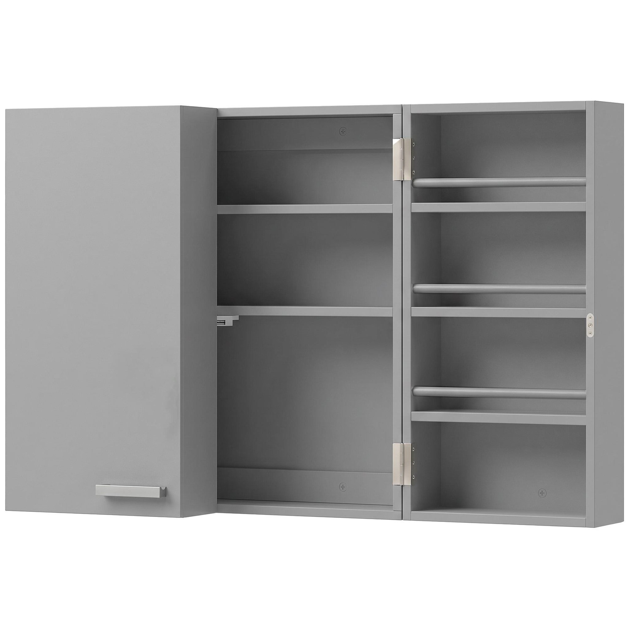 HOMCOM Armoire à pharmacie 4 étagères double porte verrouillable MDF gris
