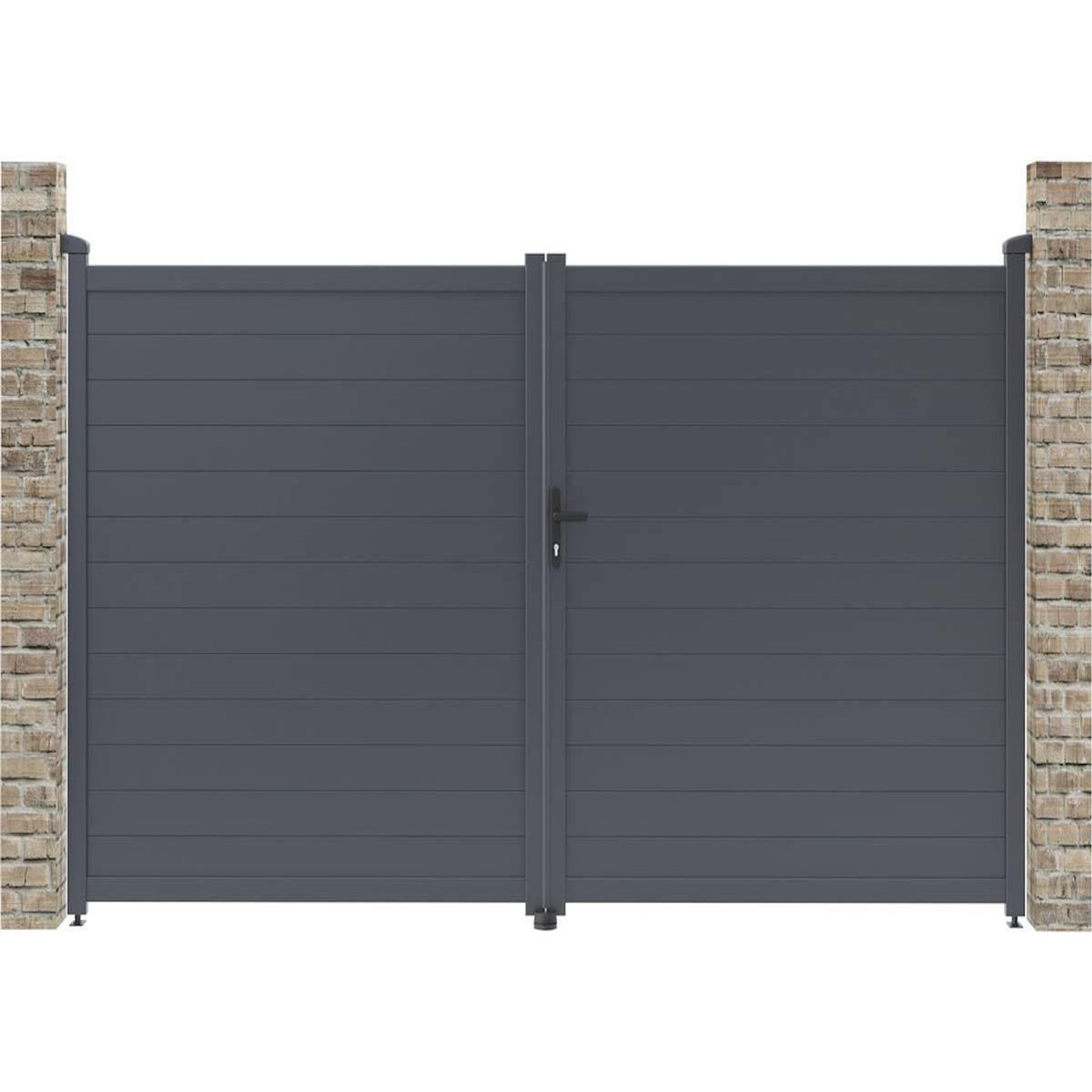 Habitat et Jardin Portail aluminium  Marc  - 349.5 x 180.9 cm - Gris
