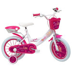 Vélo enfant - Modèle 16''Lolli Girl pour enfant de 105/120 cm avec stabilisateurs - Panier avant - Coffre arrière - 2 freins et pneus gonflables