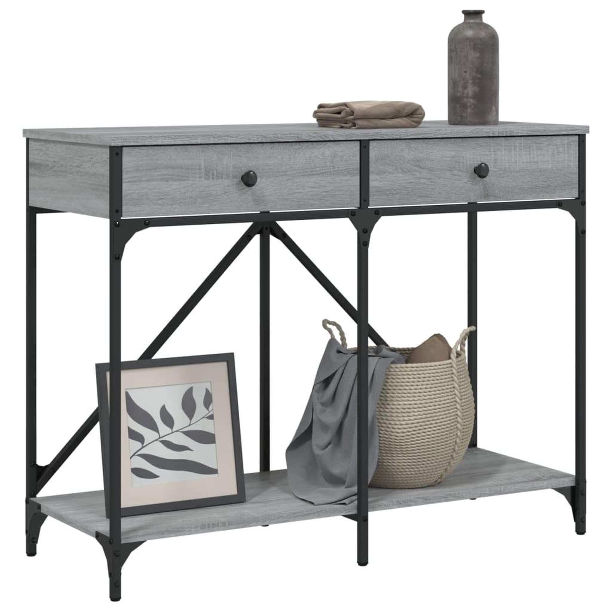 Voir la diapositive 3 : VIDAXL Table console sonoma gris 100x39x78,5 cm bois d'ingenierie
