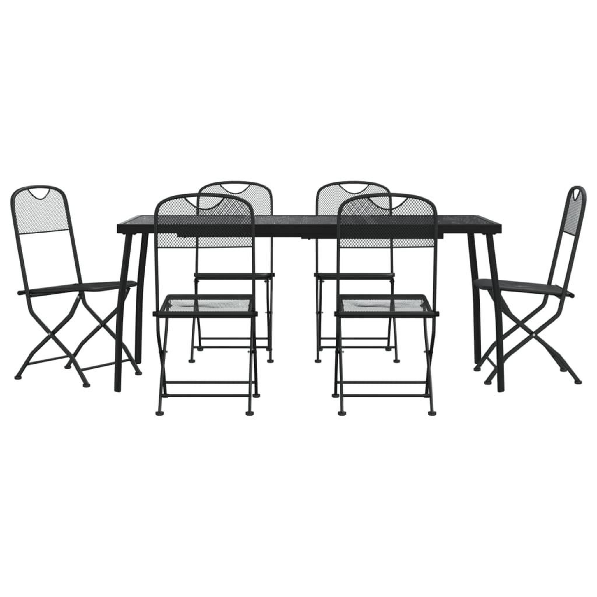 Voir la diapositive 2 : VIDAXL Ensemble a manger de jardin 7 pcs anthracite metal maille
