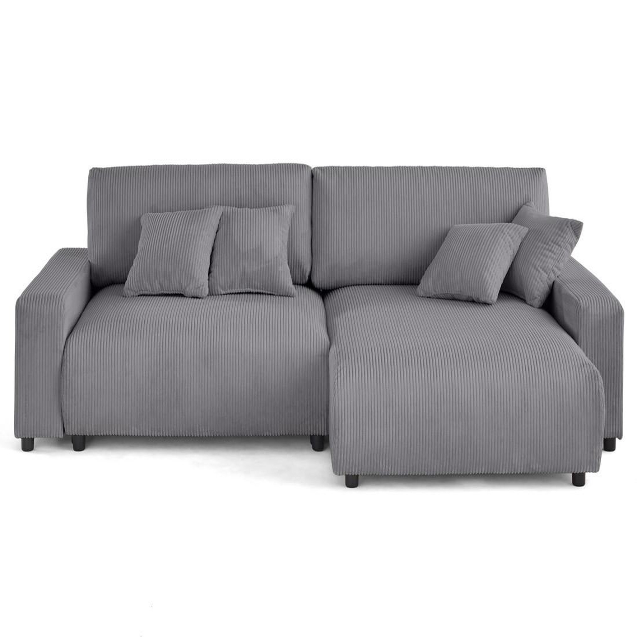Voir la diapositive 1 : LISA DESIGN Pivoine - canapé d'angle 4 places réversible convertible avec 2 coffres en velours côtelé