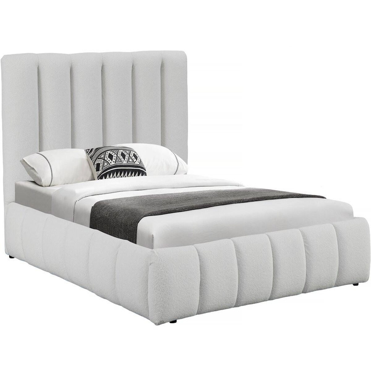 Habitat et Jardin Lit bouclette avec coffre  Annie  - 160 x 200 cm - Blanc