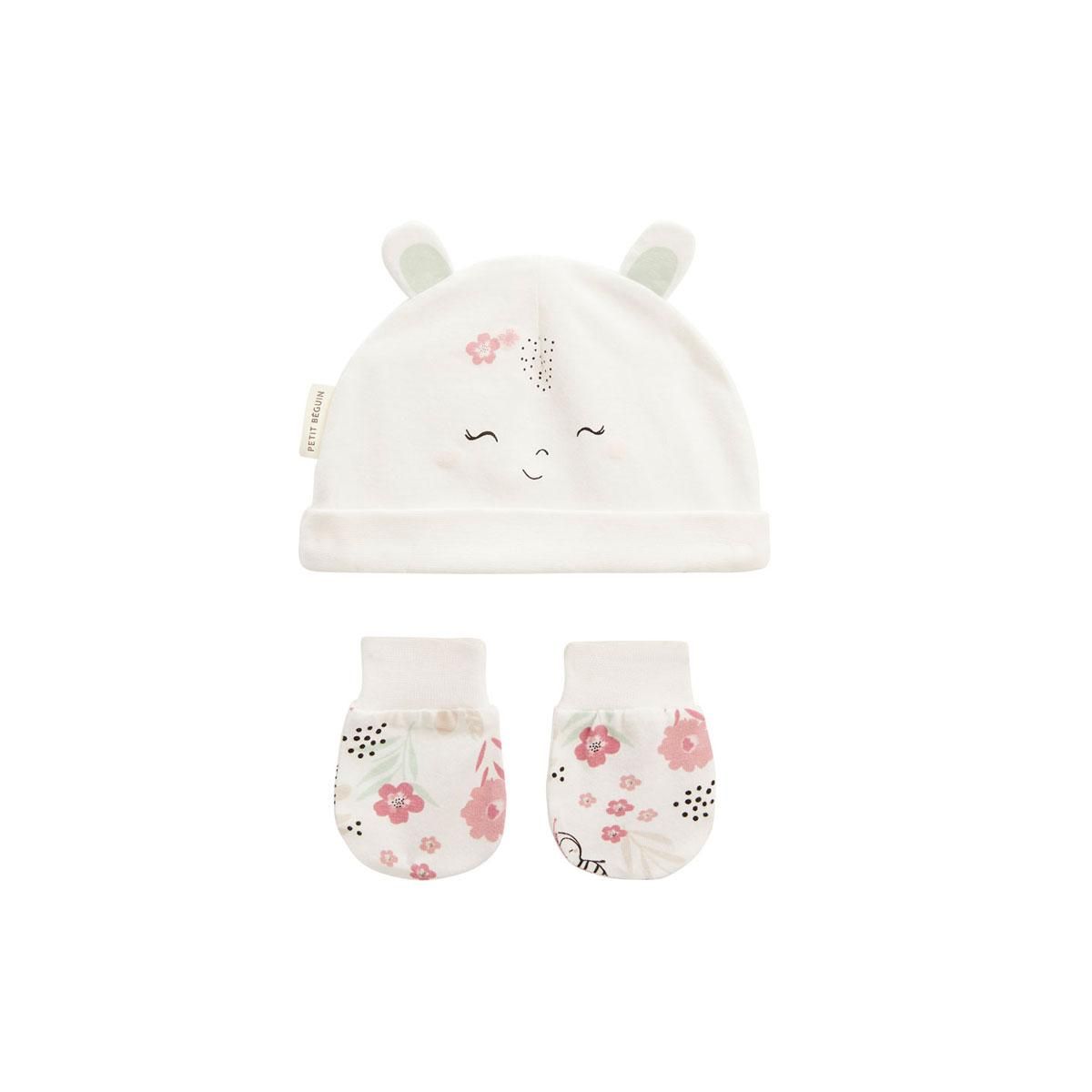 Petit Béguin Bonnet bébé et moufles anti-griffures Mya