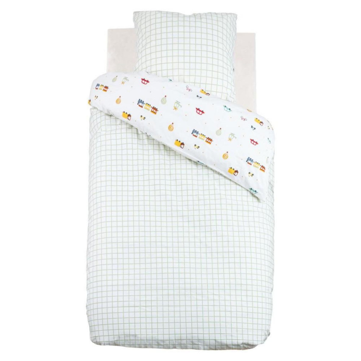 ATMOSPHERA Housse de couette enfant 140x200 VOITURES + taie coton 57 fils