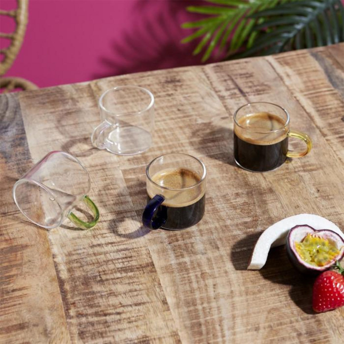 Paris Prix Lot de 4 Tasses à Café Avec Support  Paradis  8cm Transparent