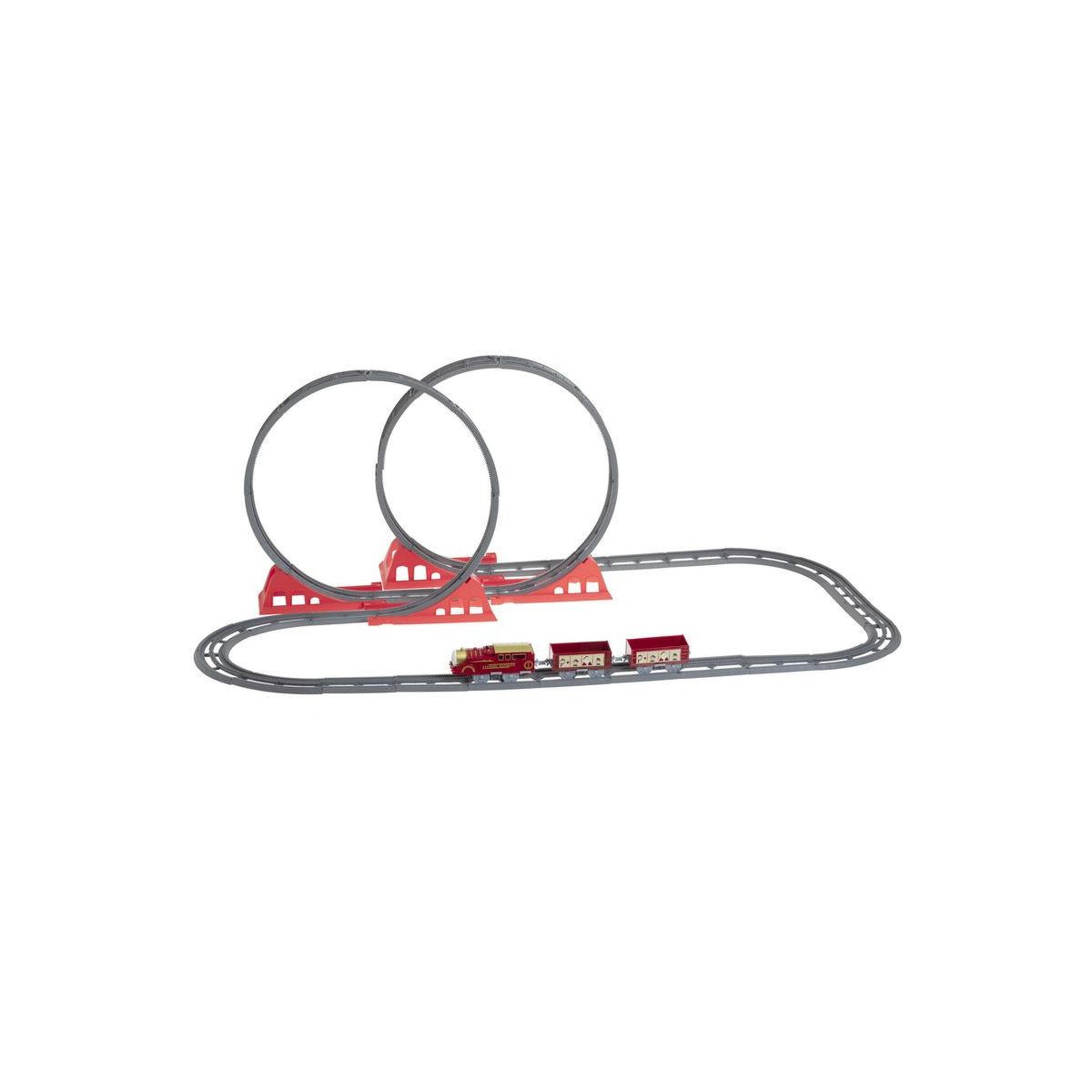 FEERIC LIGHT & CHRISTMAS Train musical électrique  looping  38cm gris & rouge