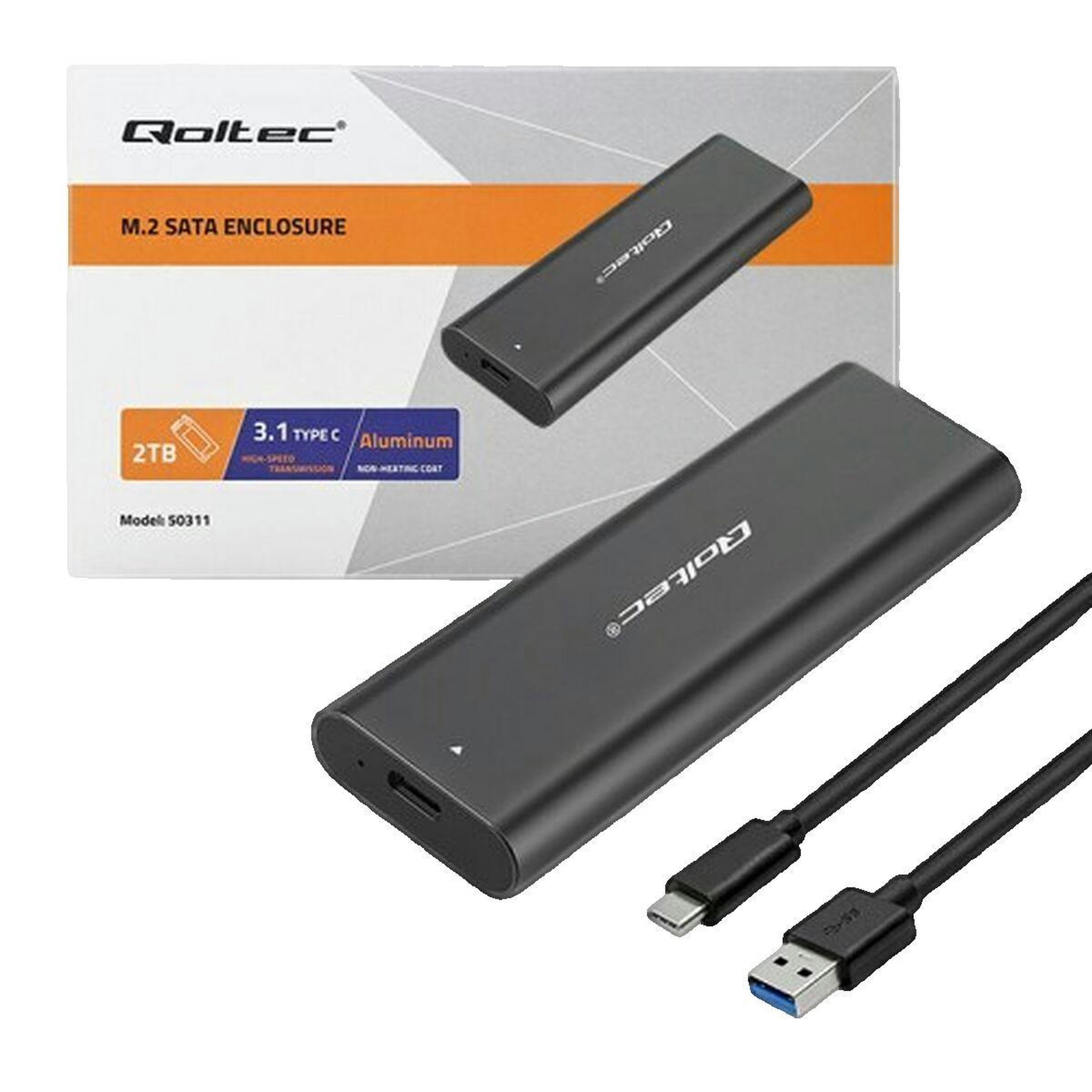 Voir la diapositive 1 : QOLTEC Boîtier externe Qoltec 50312 USB 3.1 Gen 2 pour disques M.2 SATA SSD et NVME