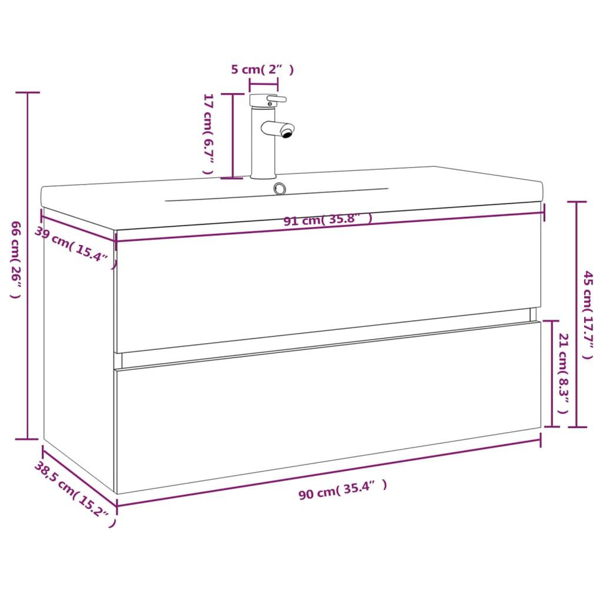 Voir la diapositive 6 : VIDAXL Meuble lavabo avec bassin integre Chene fume Bois d'ingenierie
