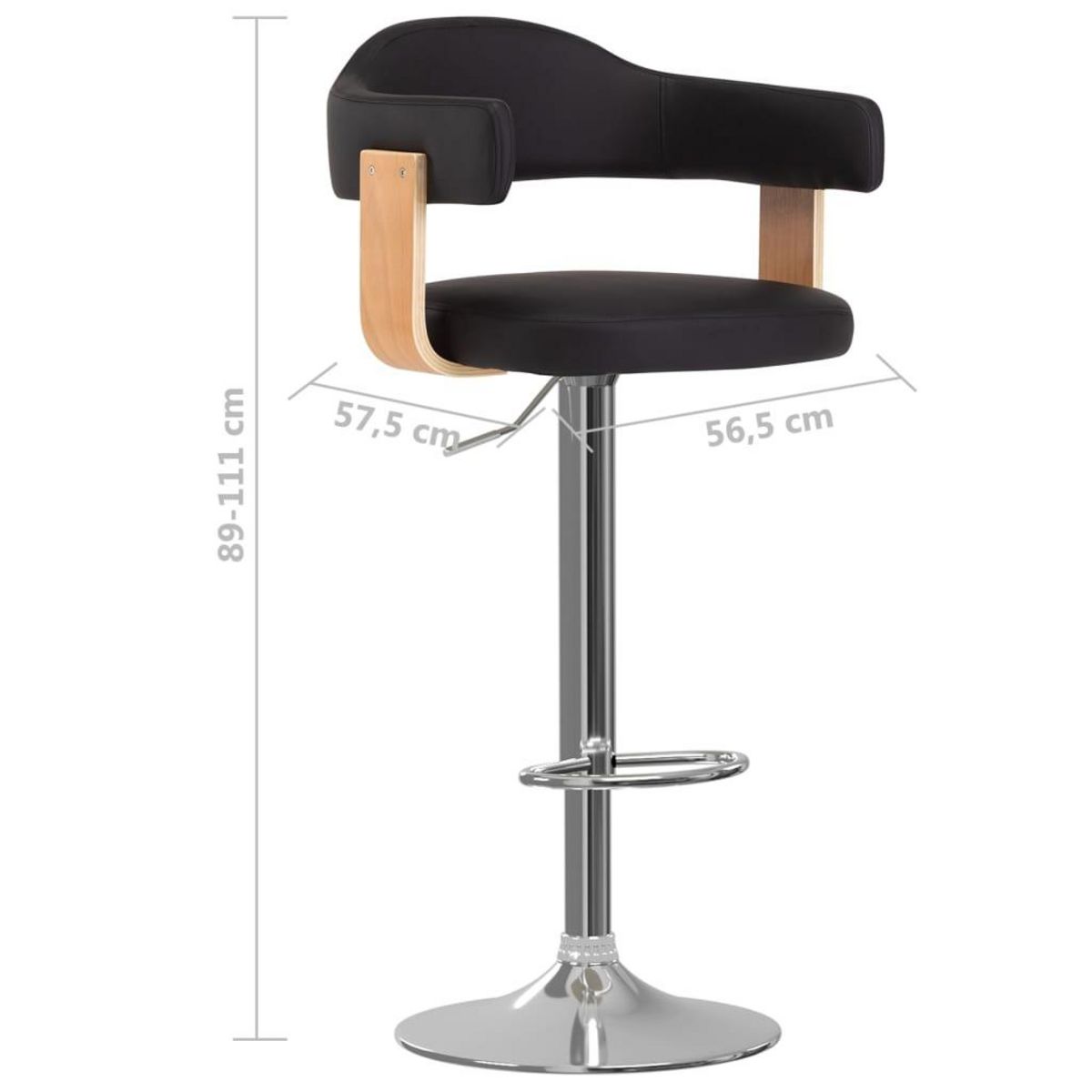 VIDAXL Tabourets de bar lot de 2 noir bois courbe et similicuir