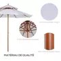 OUTSUNNY Parasol en bois peuplier droit 2 toits polyester 180 g/m² dia. 2,65 x 2,64H m blanc