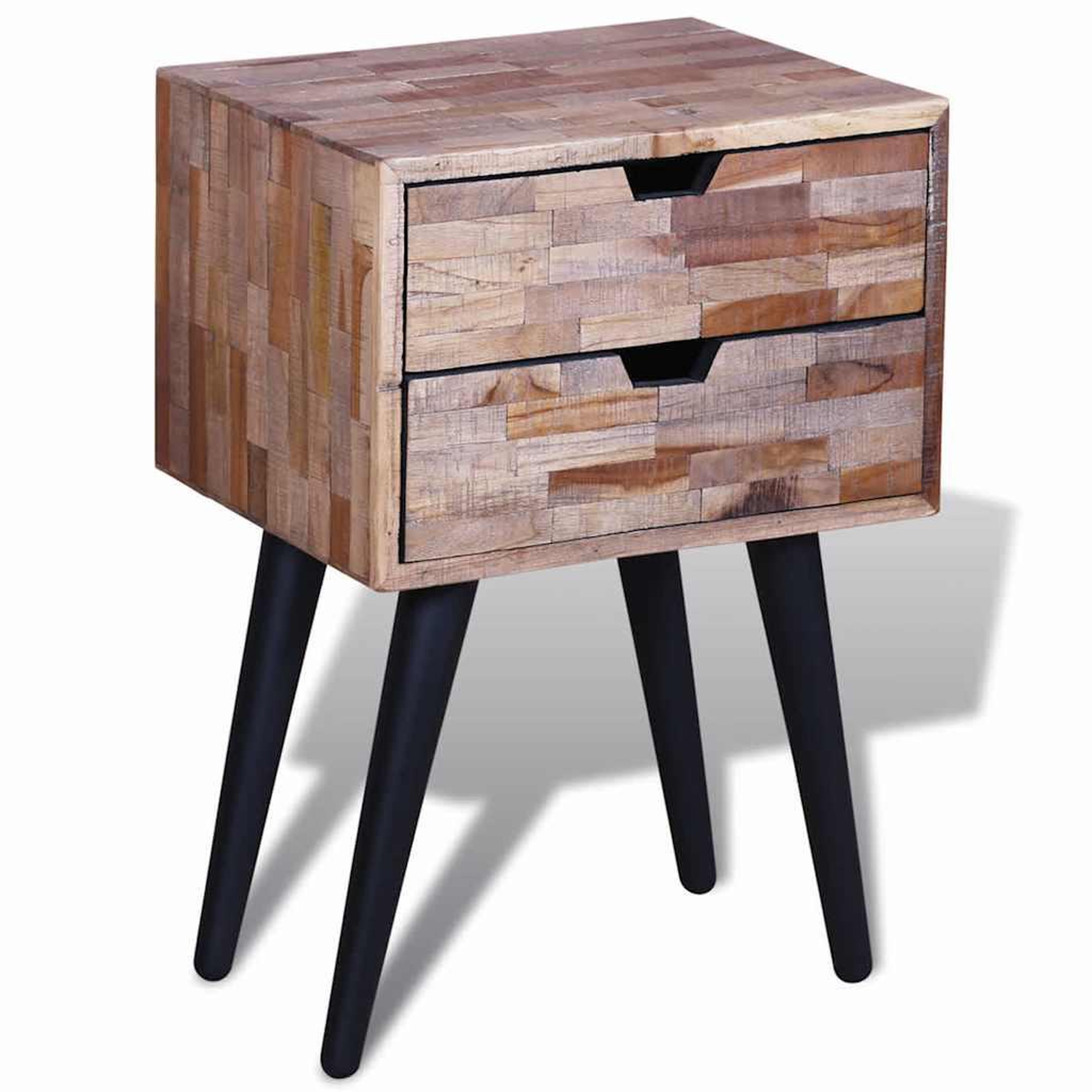 Voir la diapositive 5 : VIDAXL Table de chevet avec 2 tiroirs Bois de teck recycle