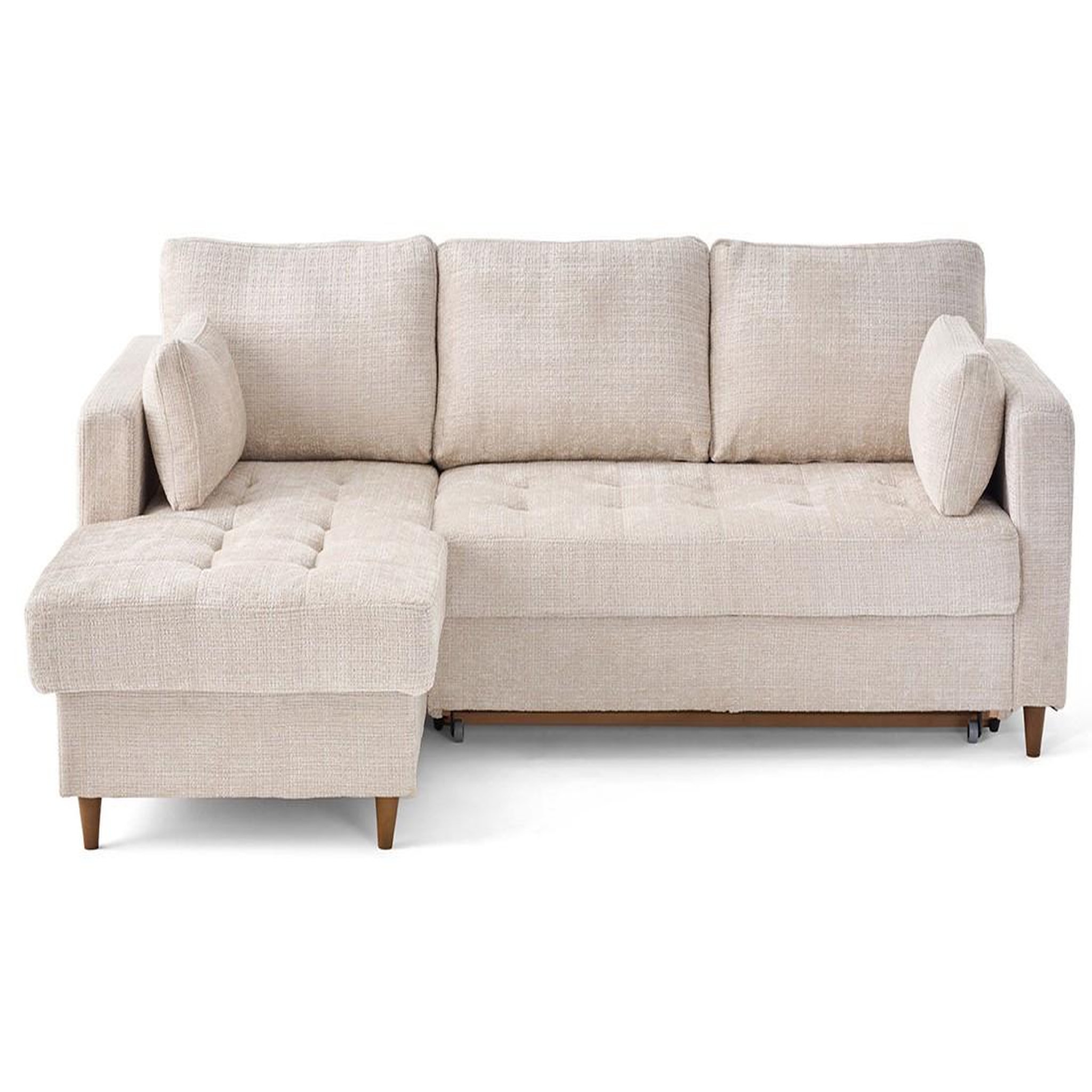 Voir la diapositive 1 : BEST MOBILIER Anna - canapé d'angle gauche 4 places convertible avec coffre en velours texturé