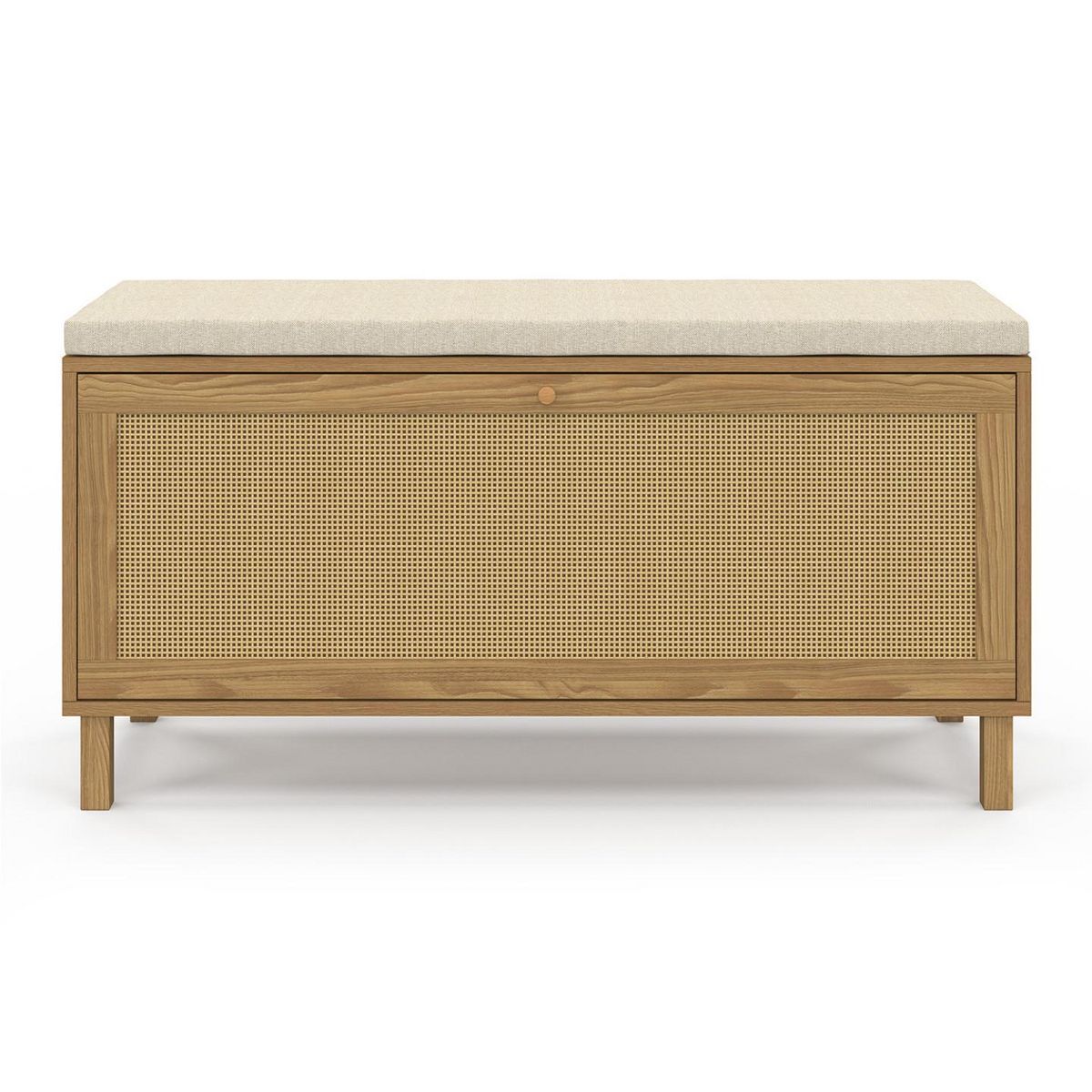 ID MARKET Banc d'entrée chaussures vintage HANAE effet naturel cannage