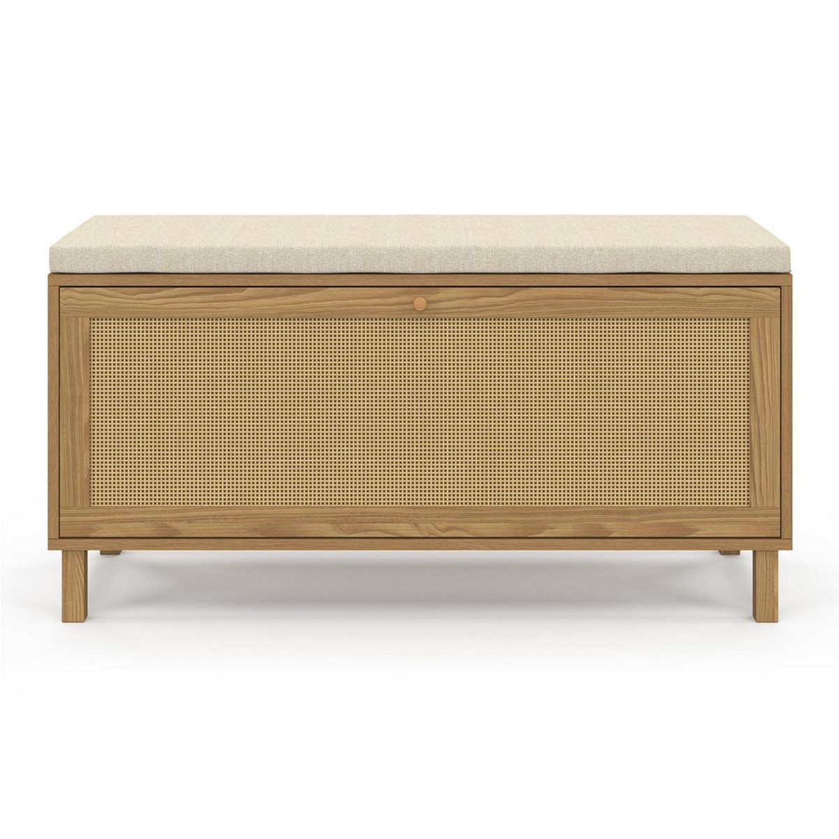 ID MARKET Banc d'entrée chaussures vintage HANAE effet naturel cannage