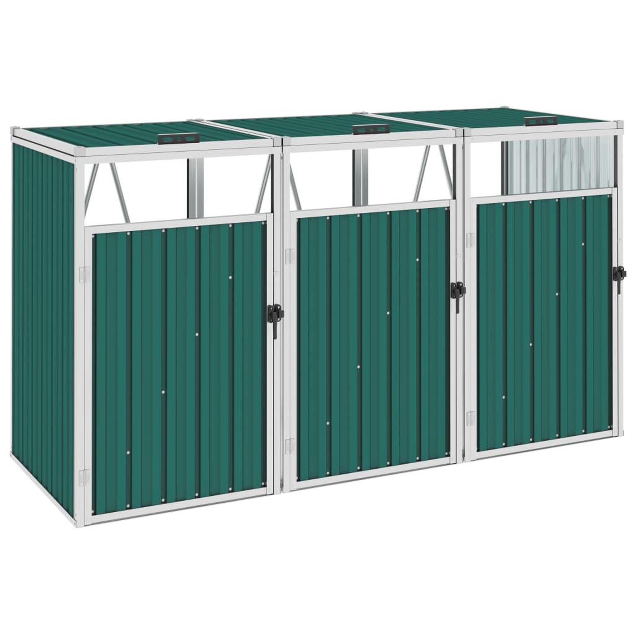 Voir la diapositive 1 : VIDAXL Abri de poubelle triple Vert 213x81x121 cm Acier