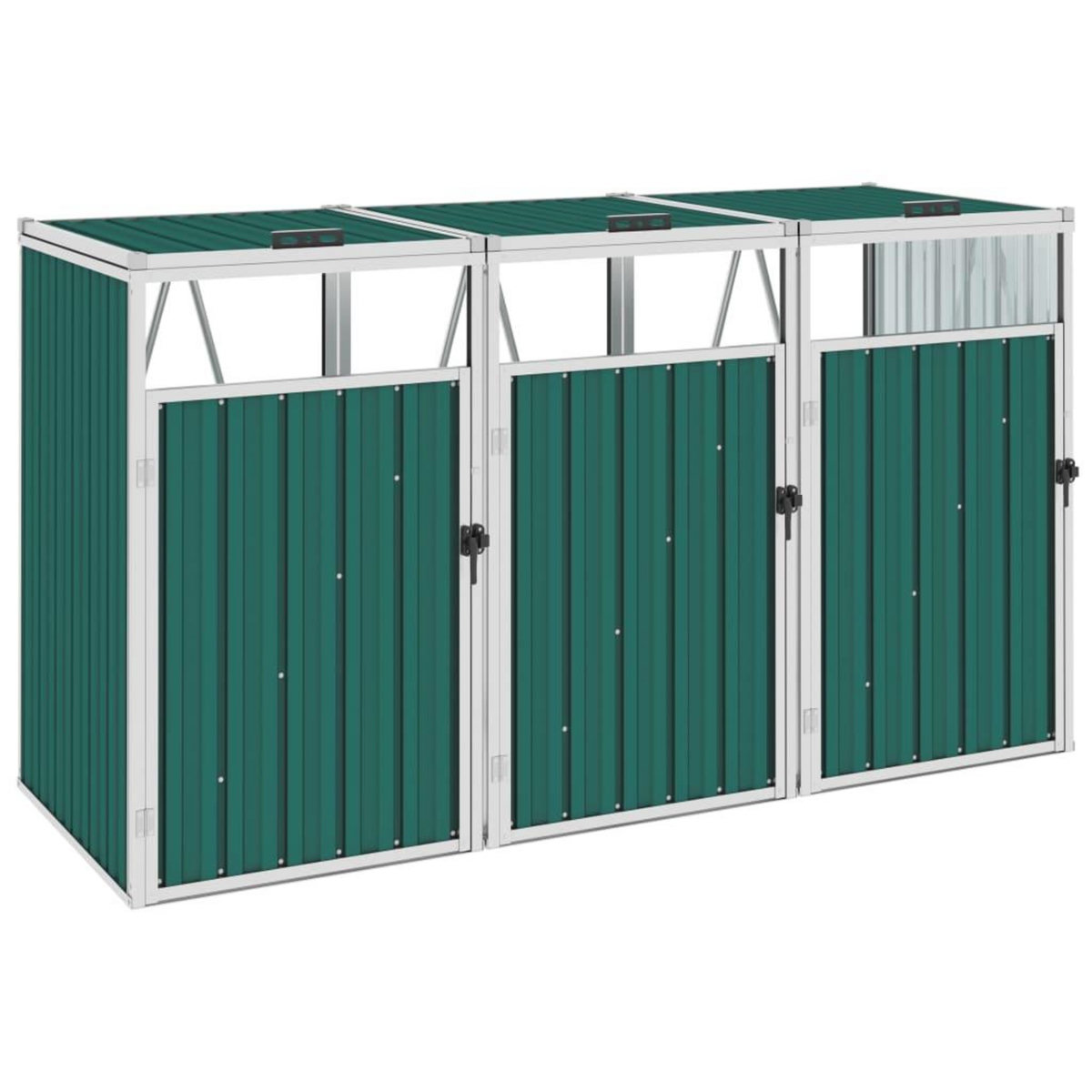 VIDAXL Abri de poubelle triple Vert 213x81x121 cm Acier